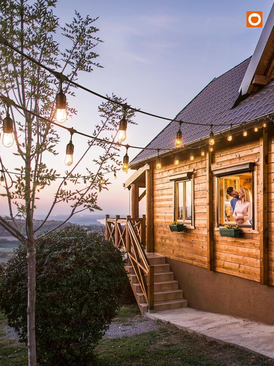 addlon 24FT Outdoor String Lights Commercial Grade Weatherproof Strand Edison Vintage Bulbs, ETL Listed Heavy-Duty Decorative Café Market Patio Lights for Bistro Classic Black