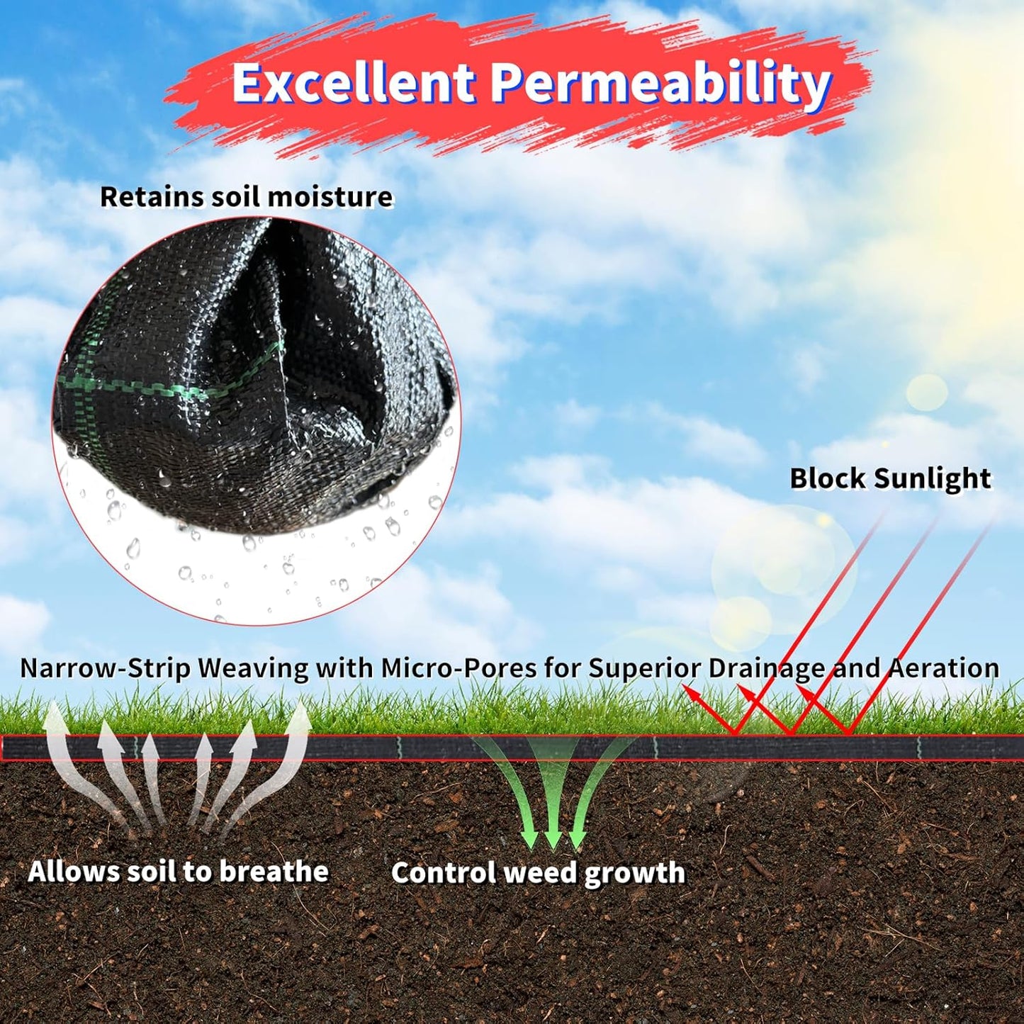 3ft x100ft Landscape Fabric -Heavy Duty Weed Barrier Fabric for Landscaping, Weed Blocker Cloth,Geotextile Fabric for Garden, Driveway & Ground Cover, Garden Weed Mats,Grid Design