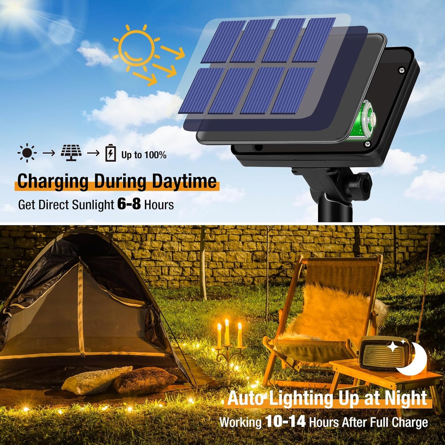8 Pack Solar String Lights Outdoor, 640LED 264FT Waterproof 8 Modes Copper Wire Solar Twinkle Lights for Outside Garden Patio Tree Christmas Wedding Party Decor