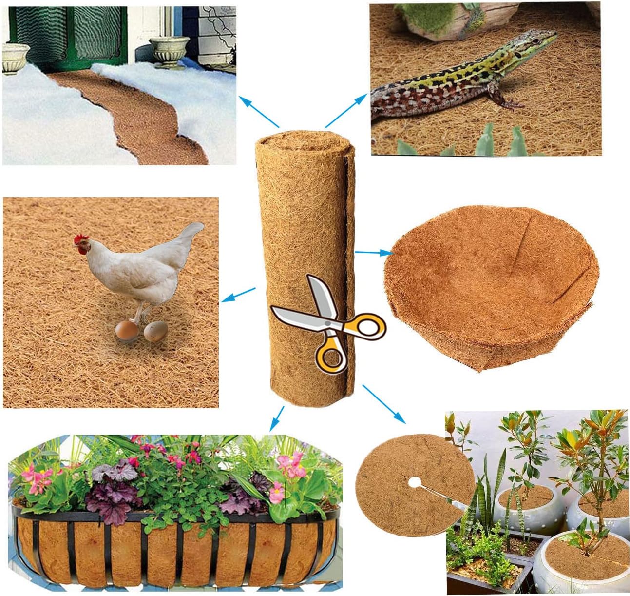 16x40 inch Natural Coconut Coir Liner Sheets Coco Fiber Roll Coco Mat for Planter Flower Basket Liner Garden Decoration Animal Pet Pad