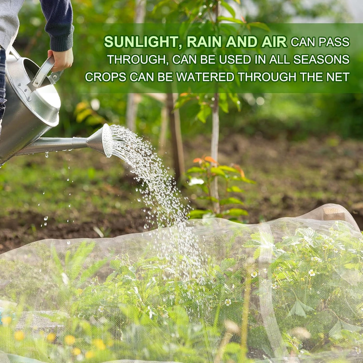 Garden Netting, Jevrench Durable Ultra Fine Garden Netting, Garden Plant Cover Row Cover Makes Plants, Vegetables, Fruits, and Flowers Grow Better (8ft x 25ft)