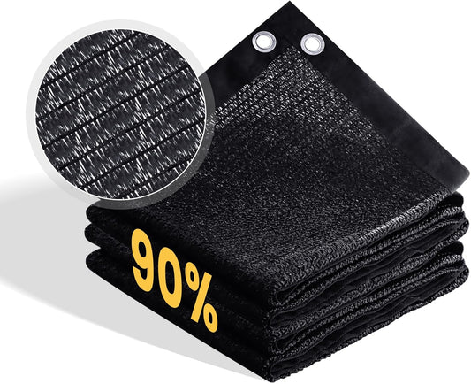 VICLLAX 90% Shade Cloth, 16x24FT Durable Black Mesh Trap with Every 3 FT Grommet, Sun Shade Fabric Netting for for Plants Cover, Greenhouse, Chicken Coop, Barn Kennel, Garden Patio