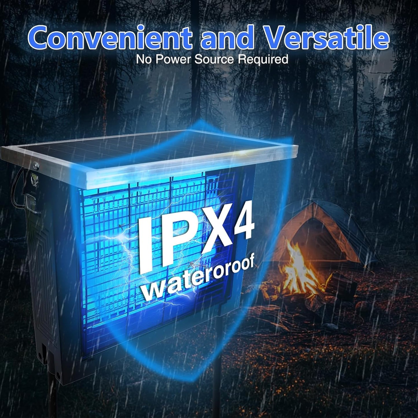 Solar Bug Zapper Outdoor for 2000 sq.ft, Portable Mosquito Zapper with 13 FT Extension Cord, Rechargeable Electric Fly Zapper with High Powered for Patio Garden Backyard RV Camping Pond Pest Control