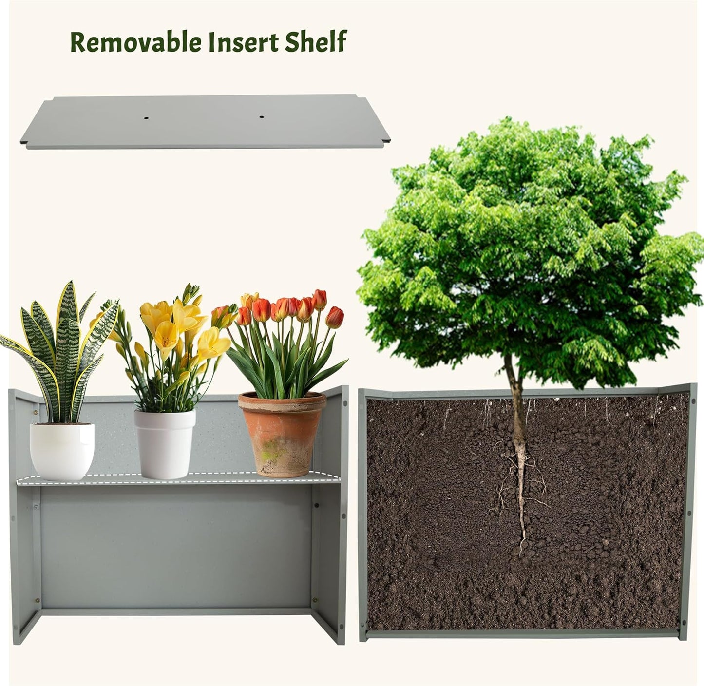 Metal Planter Box Rectangular Planter, 35.5" Lx 10" Wx 28" H Terrazzo White Large Planters with Drainage Holes, Galvanized Steel Tall Planters for Patio/Porch