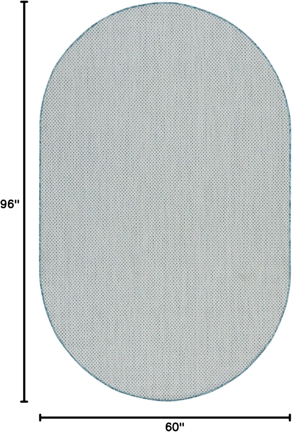 Nourison Home Courtyard Indoor/Outdoor Ivory/Aqua 5' x 8' Oval Area Rug, Easy Cleaning, Non Shedding, Bed Room, Living Room, Dining Room, Backyard, Deck, Patio (5x8 Oval)
