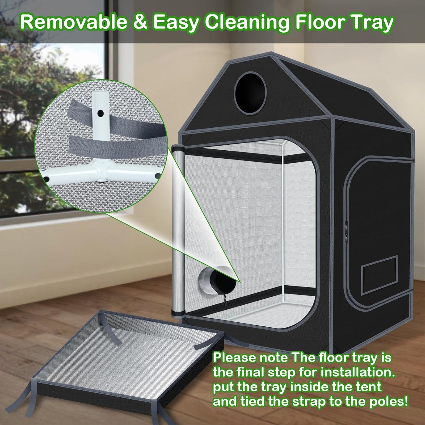 Grow Tent Roof 48"x48"x72" High Reflective Grow Tent Indoor Grow Room for Planting Fruit Flower Veg with Removable Water-Proof Floor Tray