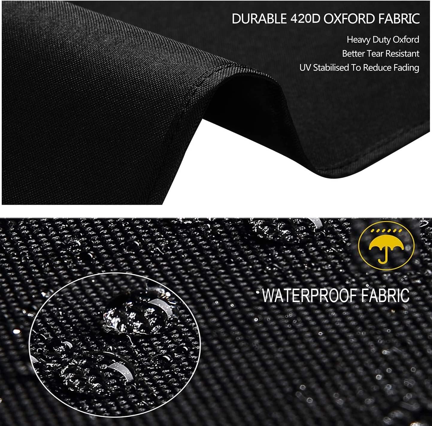 Siruiton Patio Heater Covers with Zipper & Air Vent, Waterproof, Dustproof, Wind & Snow-Resistant, 420D UV-Resistant, Black, 2 Pack (89" Height x 33" Dome x 19" Base)