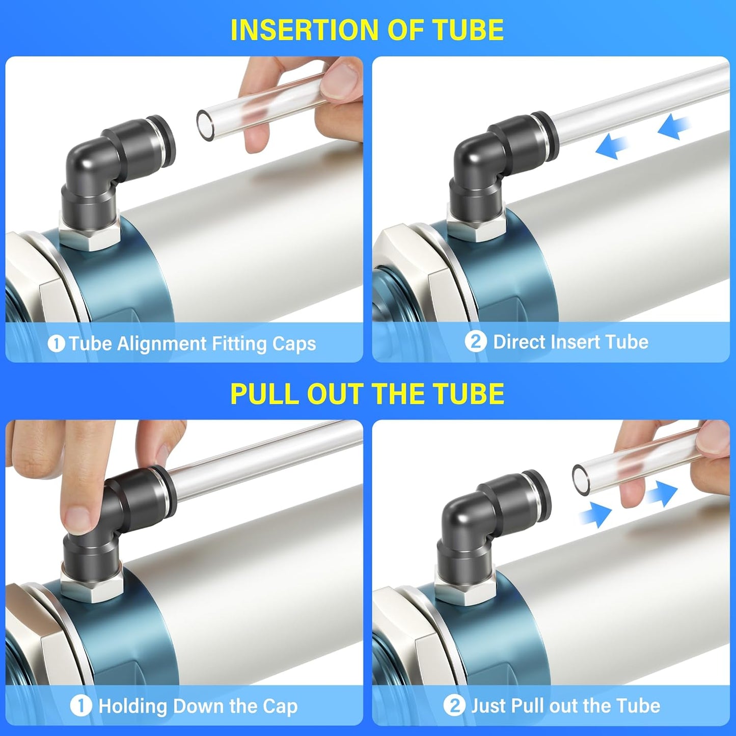 TAILONZ PNEUMATIC Elbow and Straight Combination 6MM Tube OD x 1/4 Inch NPT Thread Push to Connect Fittings PC6-N2+PL6-N2(Pack of 12)