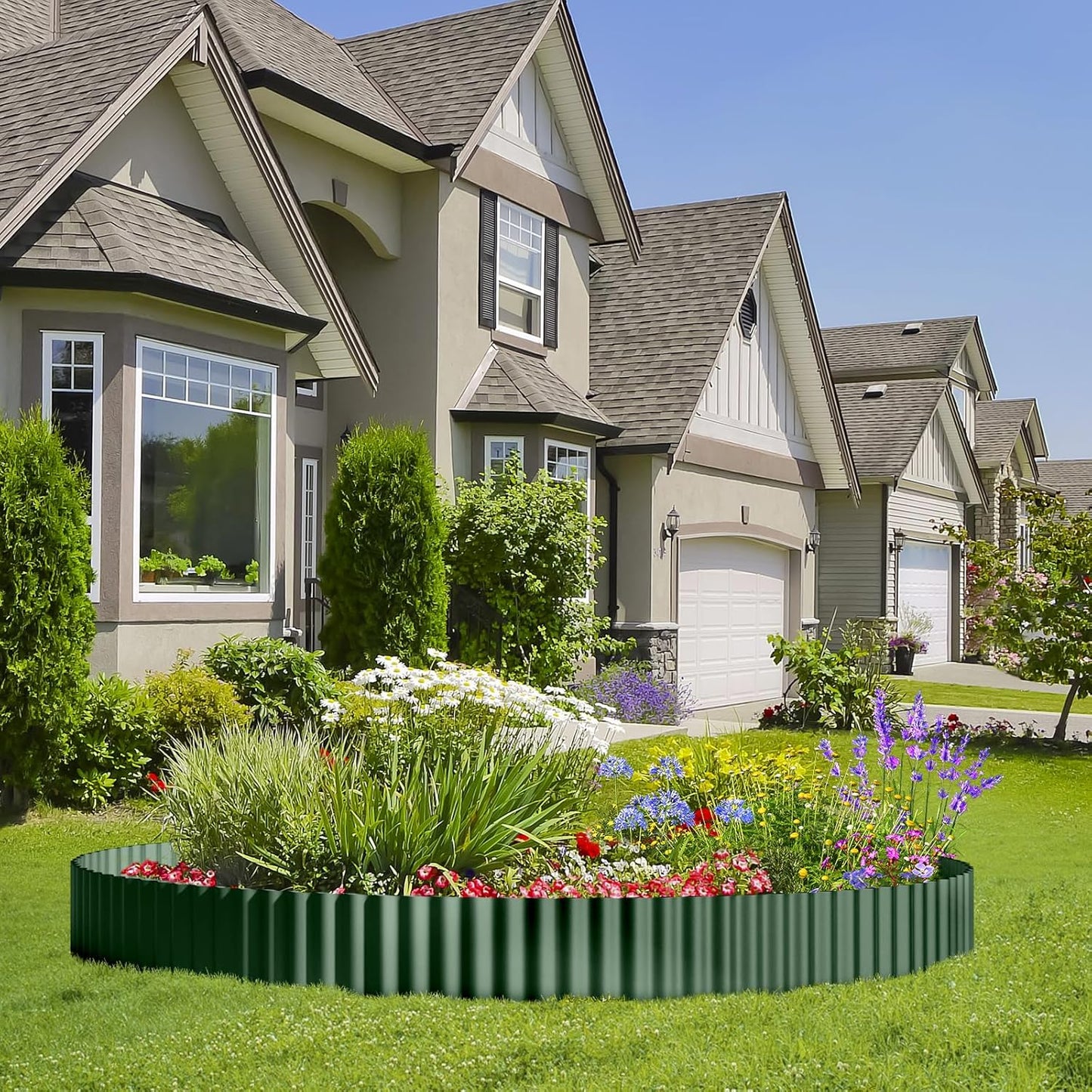 Land Guard Corrugated Metal Garden Edging, 12"×100Ft Steel Landscape Edging, Corrugated Metal Yard Edging Borders, Steel Edging for Landscaping, Garden Fence, Lawn, Flower Bed (Olive-Green)