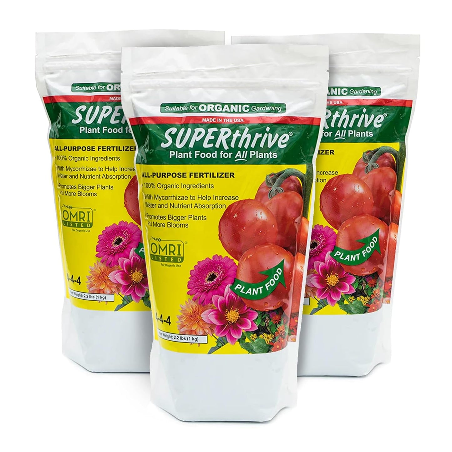 SUPERthrive Organic All-Purpose Plant Food, Solid Granular 4-4-4 (3 Pack)