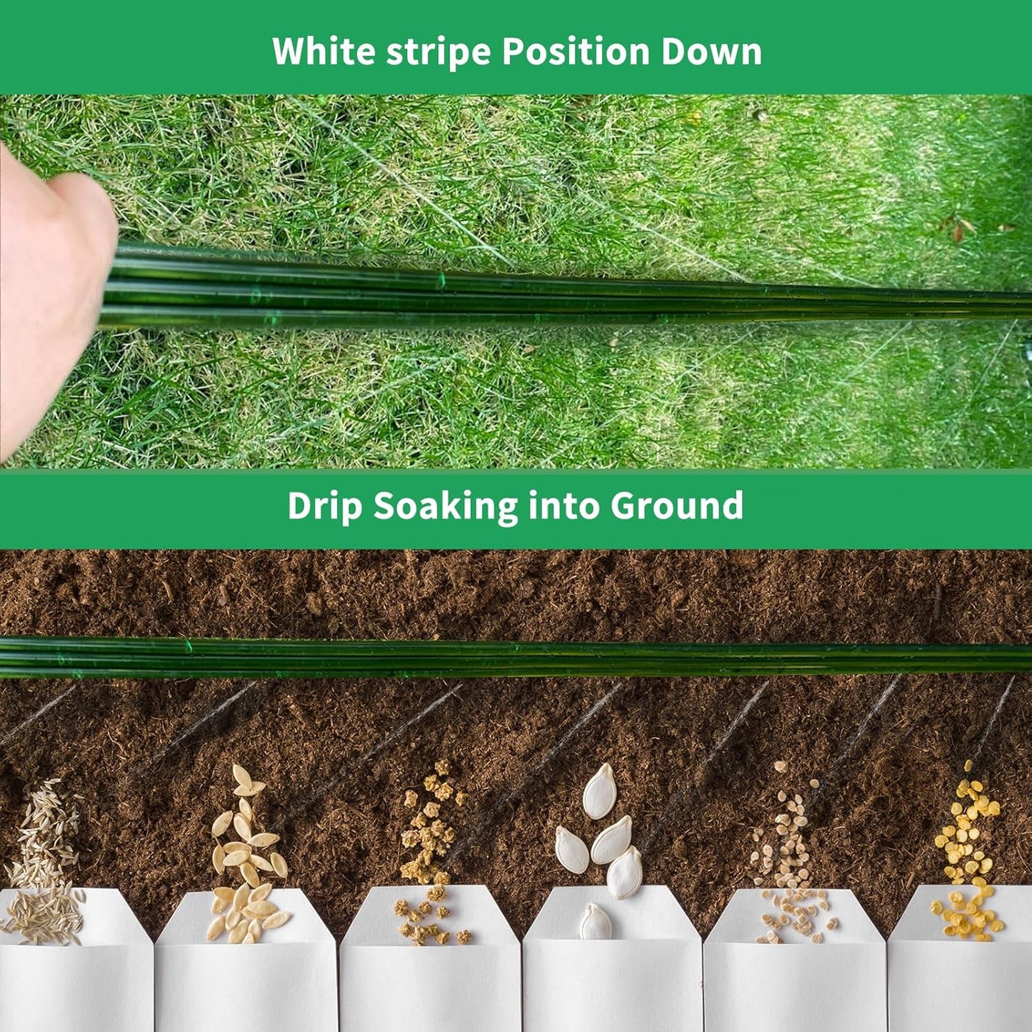 75 FT Flat Sprinkler Hose for Lawn Watering Garden Soaker Hose with Holes, Heavy Duty Lightweight No-Kink Water Hose with Stakes, Irrigation Hose, Great Fun for Kids and Dog