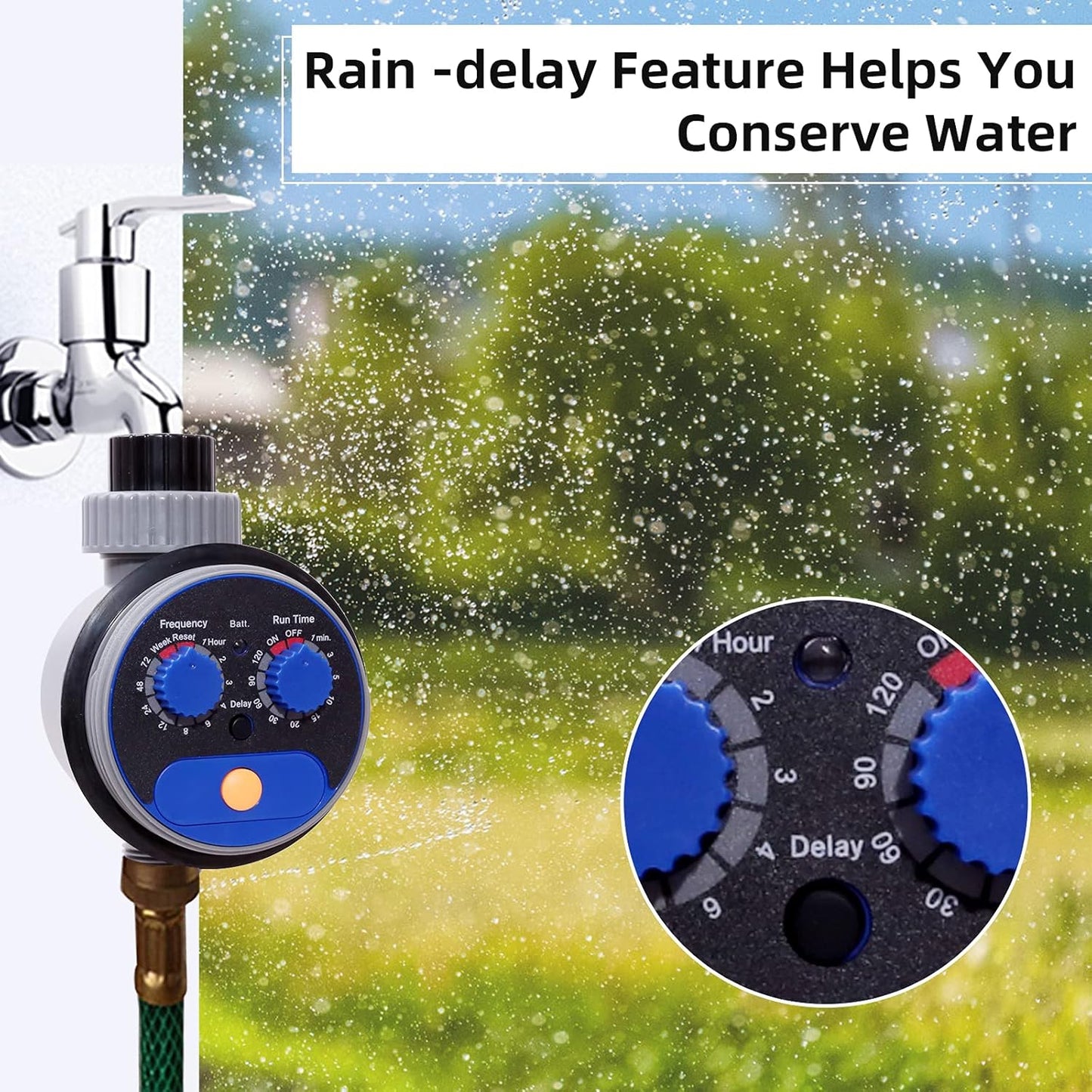 Sprinkler Water Timer Programmable Garden Zero Pressure Waterproof Irrigation Controller Hose Timer for Outdoor Lawns & Garden Blue