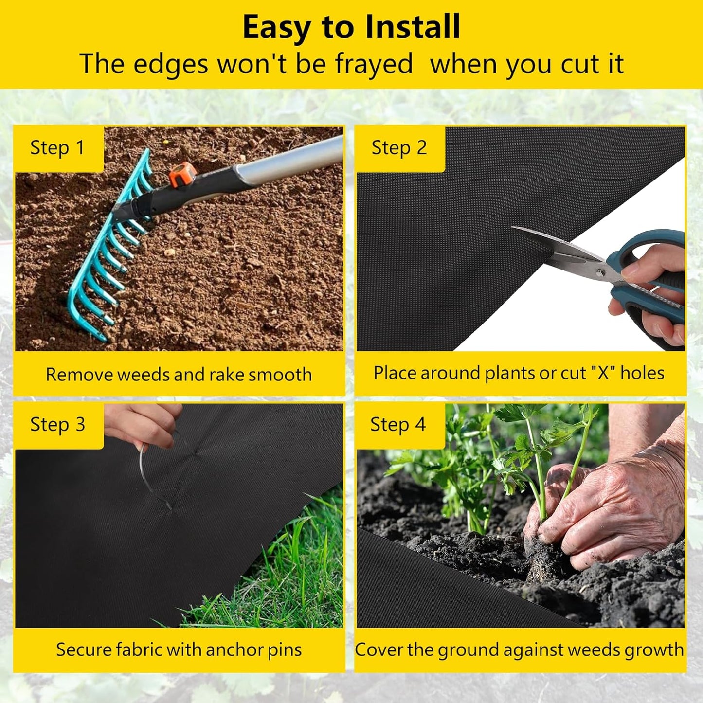 6ft x 300ft Weed Barrier Landscape Fabric, Premium Non-Woven 1.8oz Ground Cover Weed Block Gardening Mat, Easy Setup & Superior Weed Control, for Erosion Control, Weed Block, Ground Cover