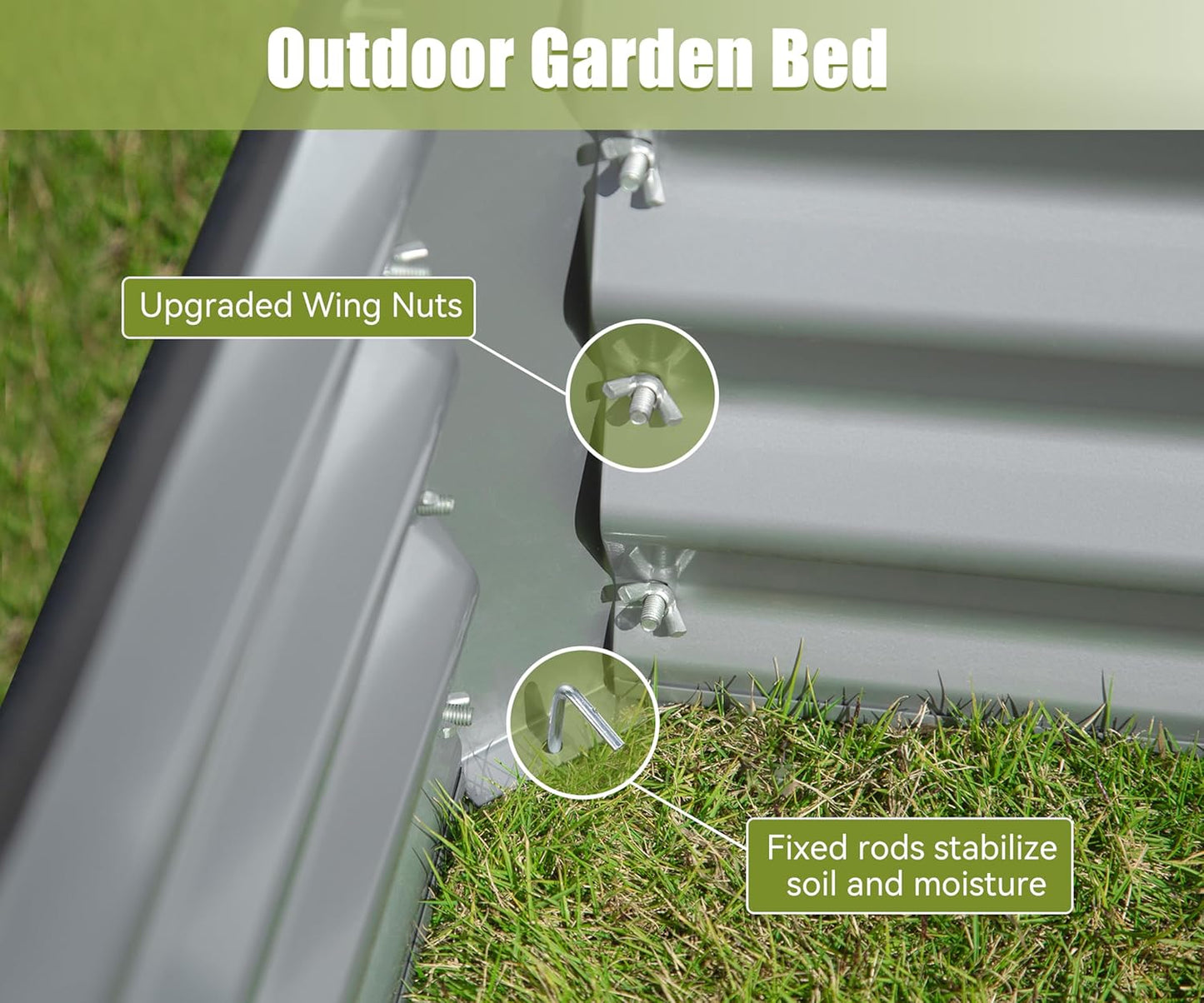 Domi Galvanized Raised Garden Bed, Outdoor Planter Garden Boxes Large Metal Planter Box for Gardening Vegetables Fruits Flowers, Silvery (6x3x1ft)