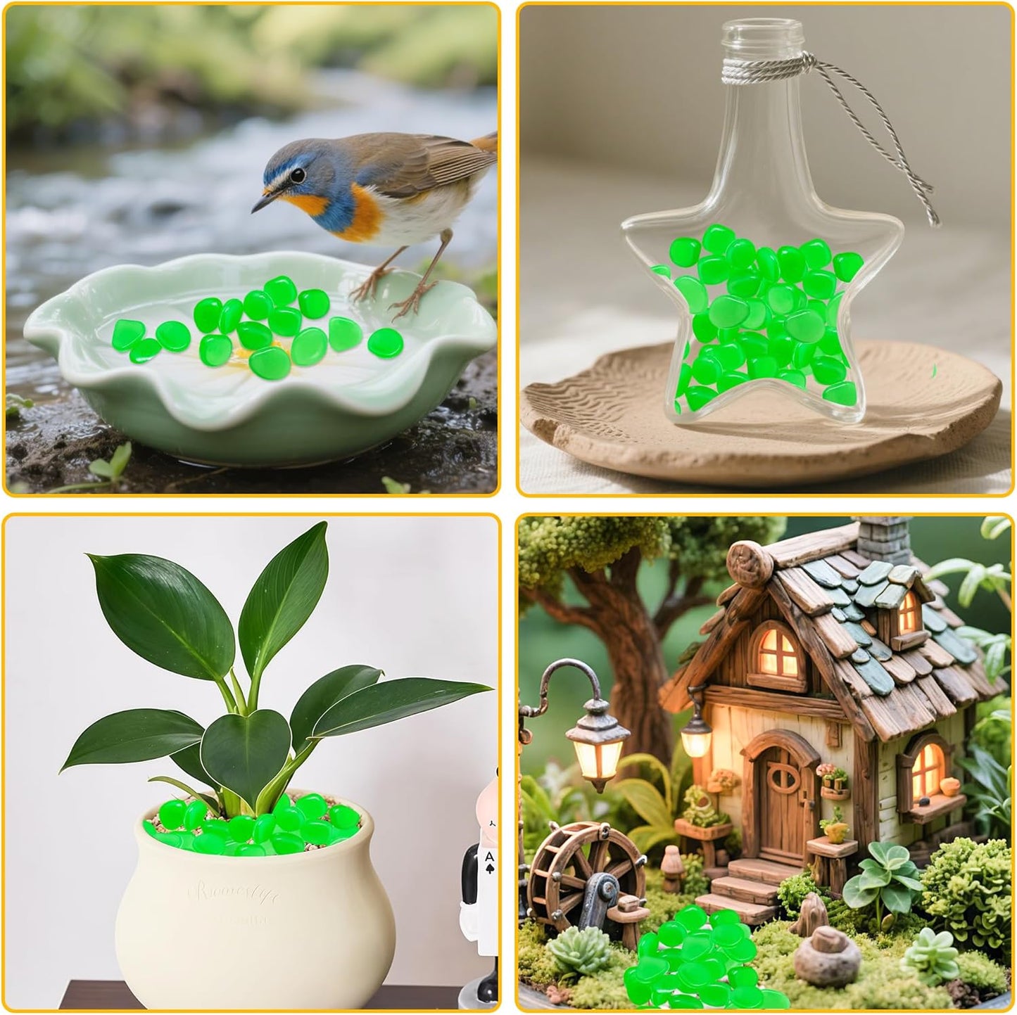 Glow in The Dark Fish Tank Rocks,Green Glowing Rocks Stones Resin Glow in Dark Pebbles for Outdoor Garden, Fish Tank, Aquarium, Landscaping,Driveway Decoration,2.2 Lb