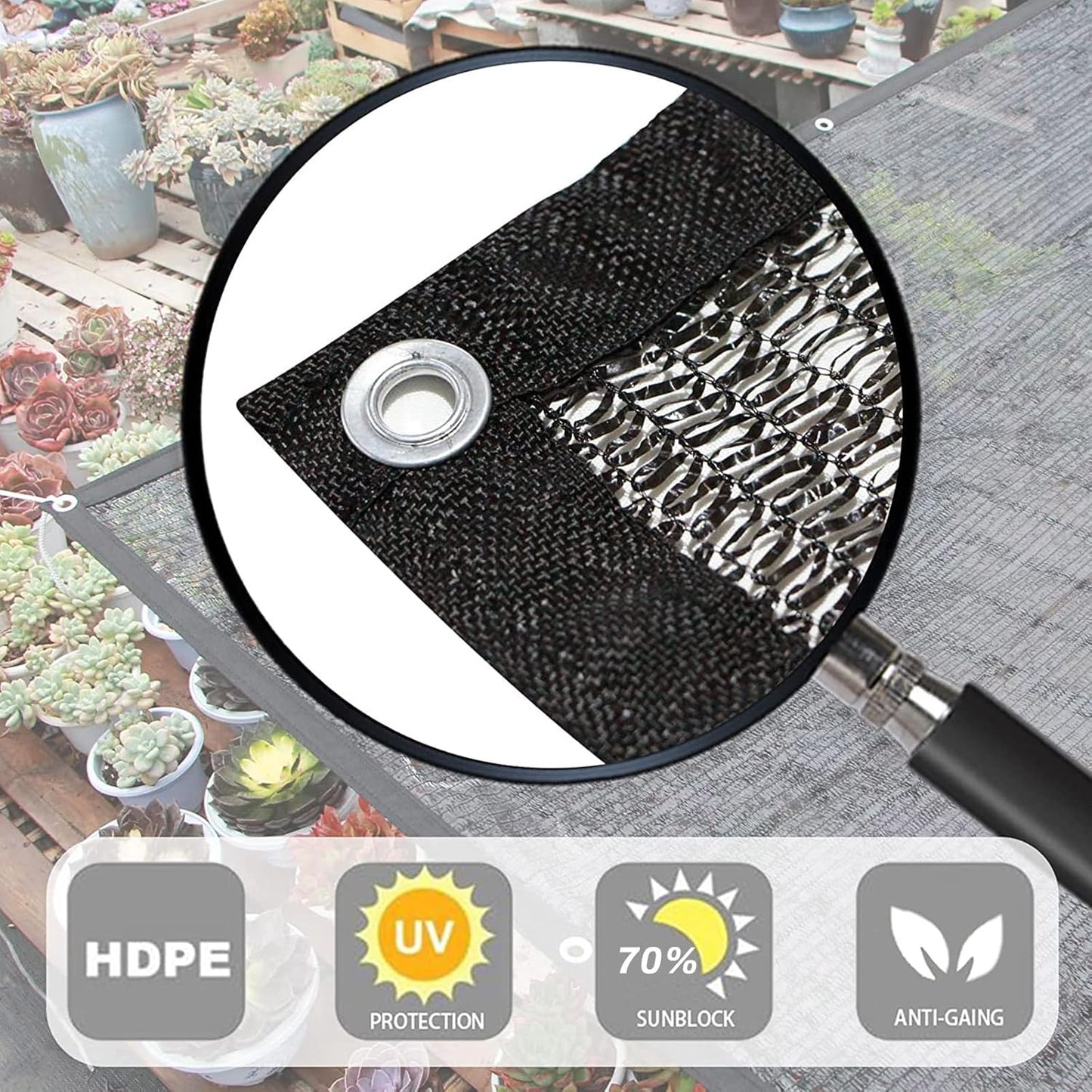 LOVE STORY 8x16FT 70% Black Shade Cloth Sun Shade Net with Grommets Sunblock Net Mesh Tarp for Garden,Plants Cover,Greenhouse and Patio