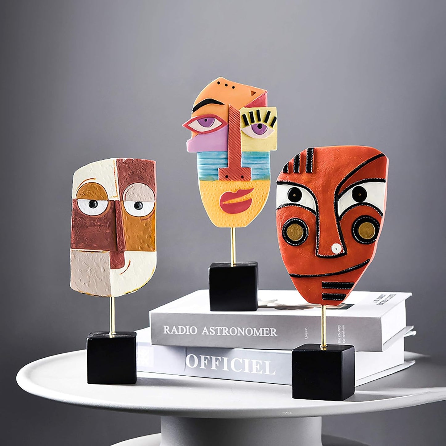 4 PCS - Handcrafted Statues Resin Abstract Sculpture for Home Decor Modern,African Art Tribal Figurines Decorations Items Accents Influencer Picks for Bookshelf,TV Stand,Living Room,Nightstand