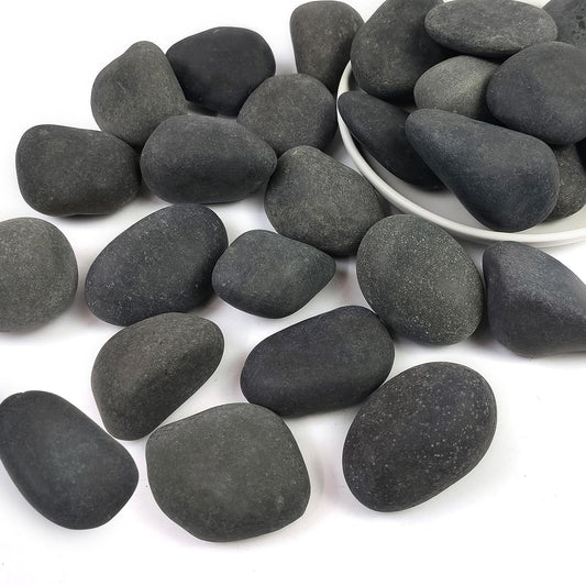 Black River Rocks for Landscaping, 2-3 Inch Natural River Rocks for Garden Beds, Potted Plants, Fish Tanks, DIY Pathway and Backyard Accent, Stones for Crafts, Walkways(40lbs Bulk)
