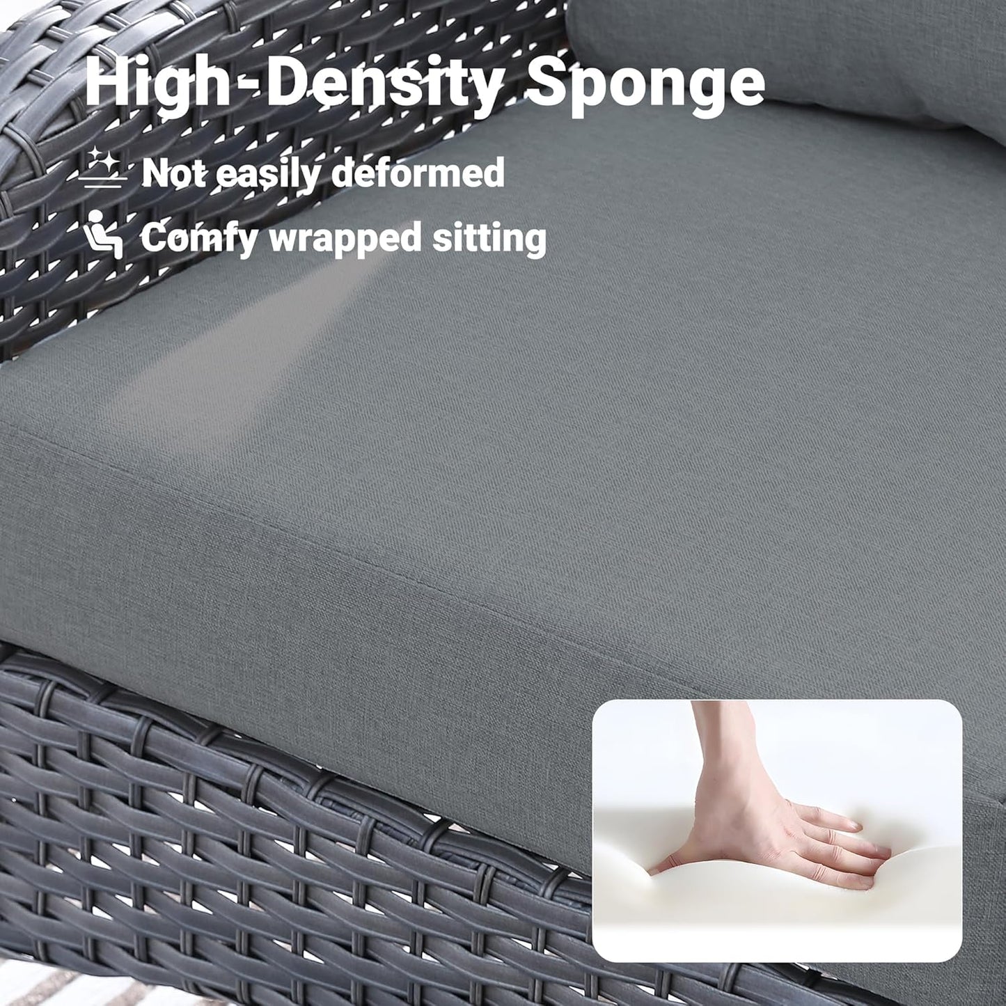 ovios 4 Pieces Patio Furniture Set with 30" Fire Pit Table, Outdoor Wicker Chairs of 4, All Weather High Back Rattan Chairs 4-Seater with Comfy Cushions, Dark Grey