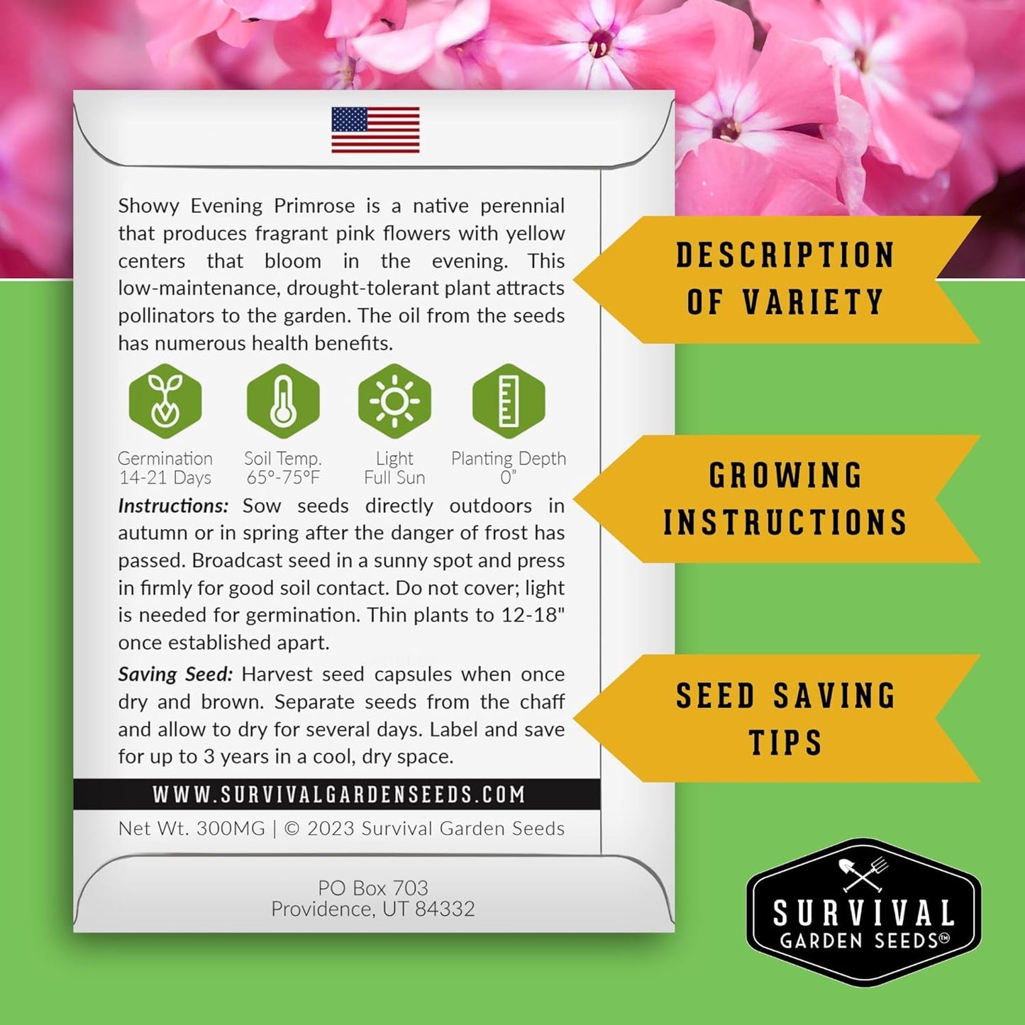 Survival Garden Seeds Functional Flower Garden Kit | 36 Pack Seed Starter Collection | Bee, Butterfly, Hummingbird, Pollinator-Friendly Blooms | Non-GMO Heirloom Beneficial Flowers & Wildflowers