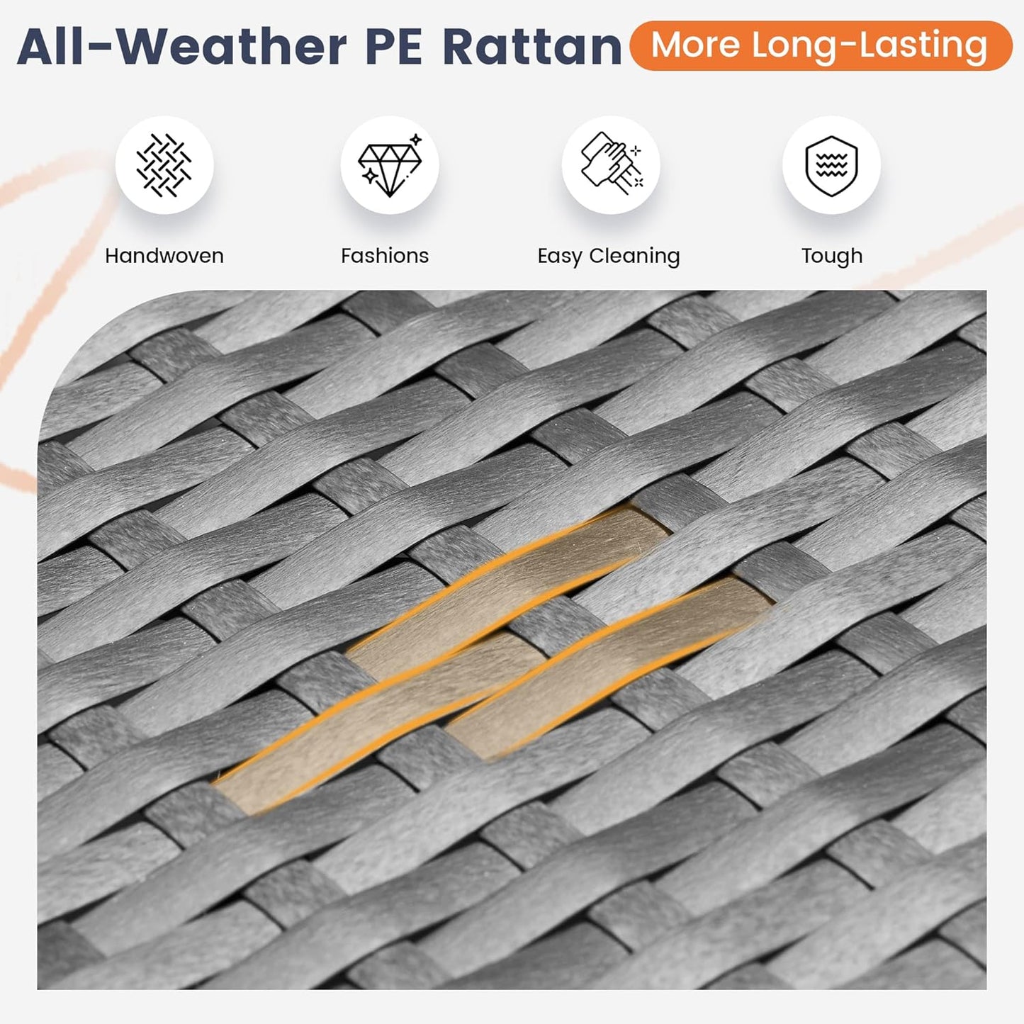 UDPATIO Patio Furniture Set with Fire Pit Table, 8 Inch Armrest Outdoor Sectional Sofa, 9 Piece Wicker Outdoor Furniture Conversation Sets with Waterproof Cover for Backyard Deck(Grey/Dark Grey)