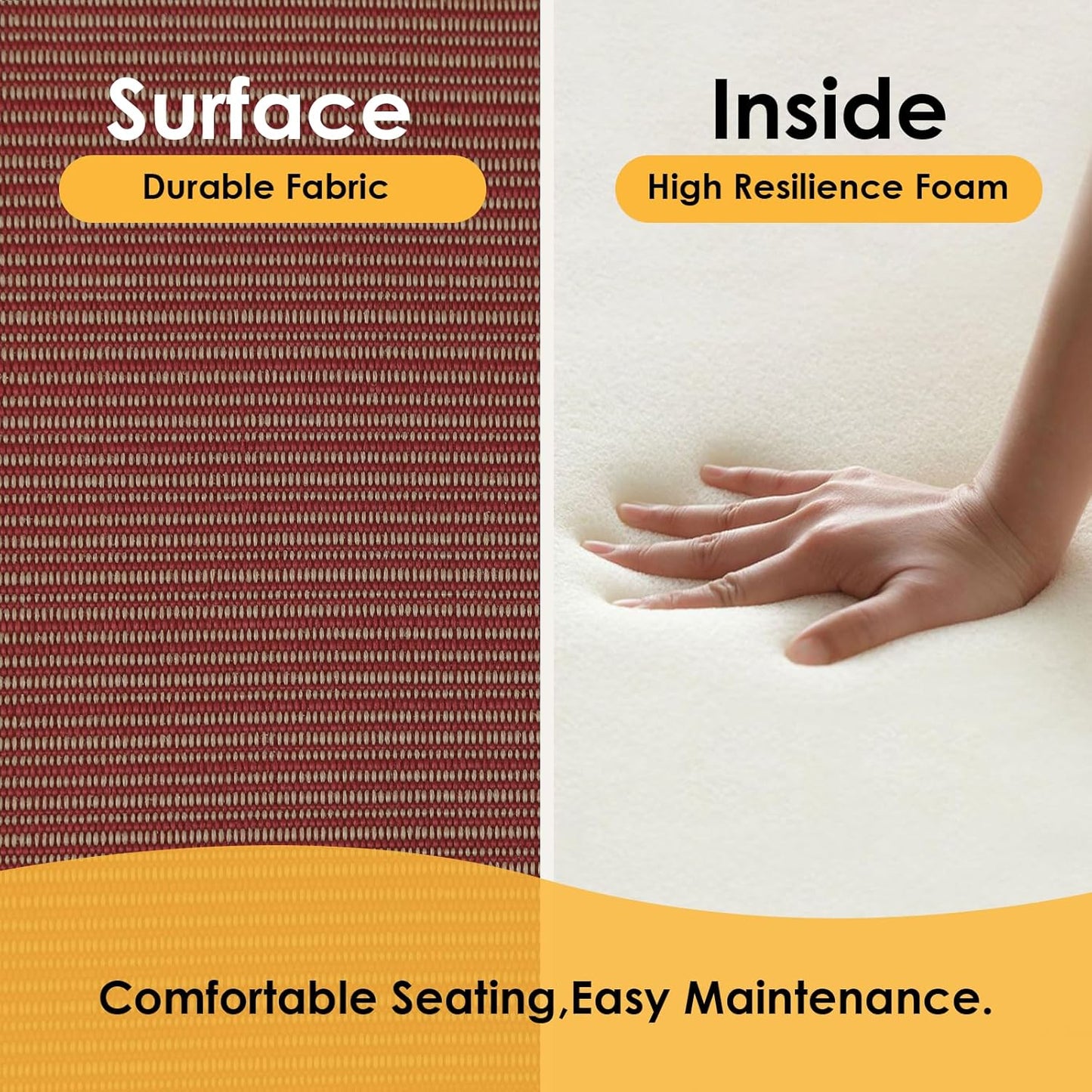 Outdoor Outdoor Round Corner Seat Cushion, 17"x16"x2", Set of 4, Non Slip Seat Cushion Pads with Removable Cover for Patio Furniture, Garden Yard Lawn, Dark Yellow Tan Stripe