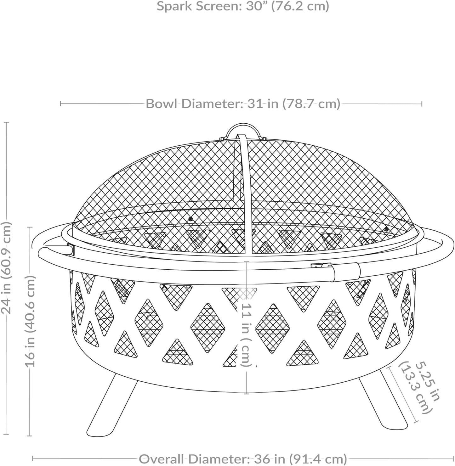 Sunnydaze Crossweave Outdoor Fire Pit - Wood-Burning Fire Pit for Outside with Spark Screen, Poker and Round Cover - 36-Inch - Bronze