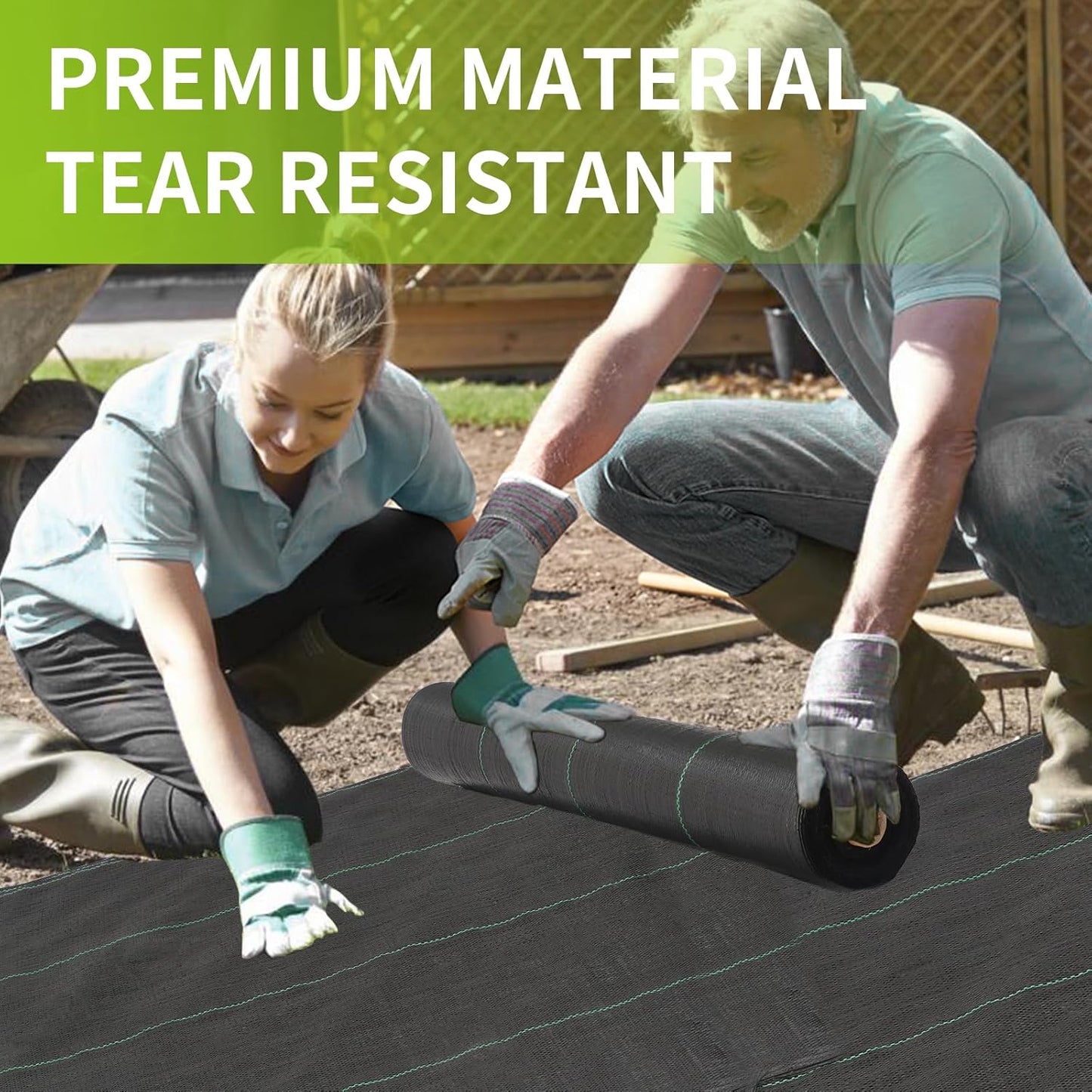 3x100ft 3.2OZ, Weed Barrier Landscape Fabric Heavy Duty, Woven Weed Control Fabric, High Permeability Good for Flower Bed, Geotextile Fabric Underlayment, Driveway (6ft*100ft)