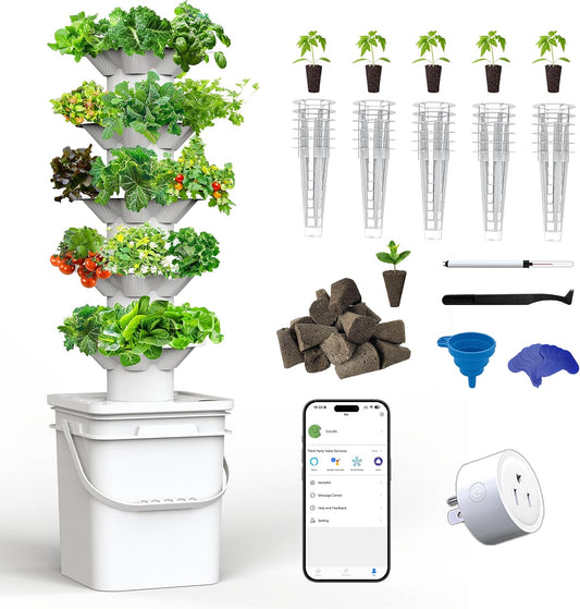 SJZX Hydroponics Growing System Kit, 5-Layer Hydroponic Tower, 30 Planting Holes, Space-Saving Vertical Gardening System, Suitable for Both Indoor and Outdoor use Germination Kits