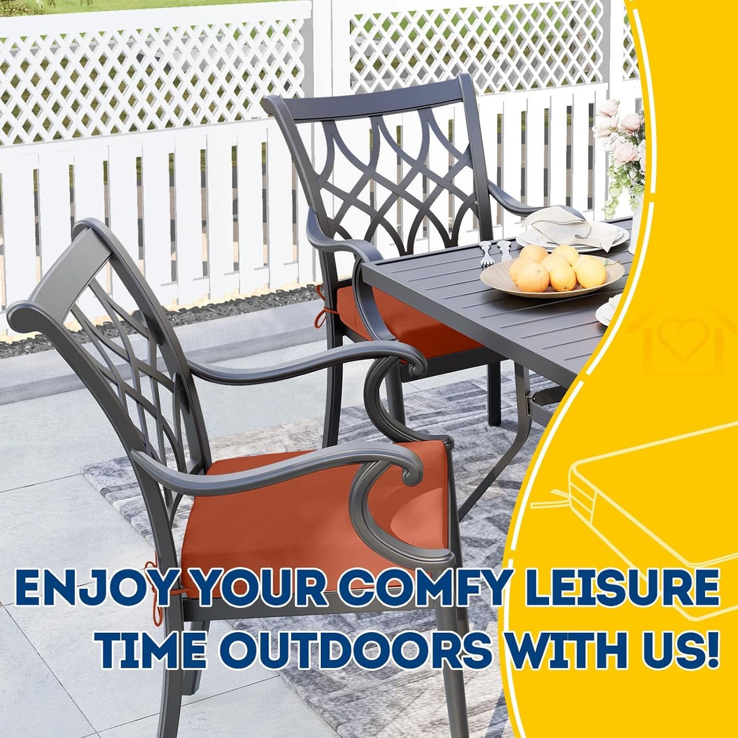 AAAAAcessories Outdoor Seat Cushions for Chairs, Waterproof, Fade-Resistant Patio Furniture Replacement Cushions, 18" x 18" x 2", Set of 2, Rust