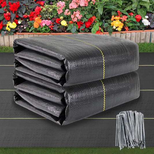 Shade&Beyond 13ftx115ft Weed Barrier Fabric 3.5oz Heavy Duty Landscape Fabric with Superior Permeability Weed Control, Garden Woven Ground Cloth with Staples