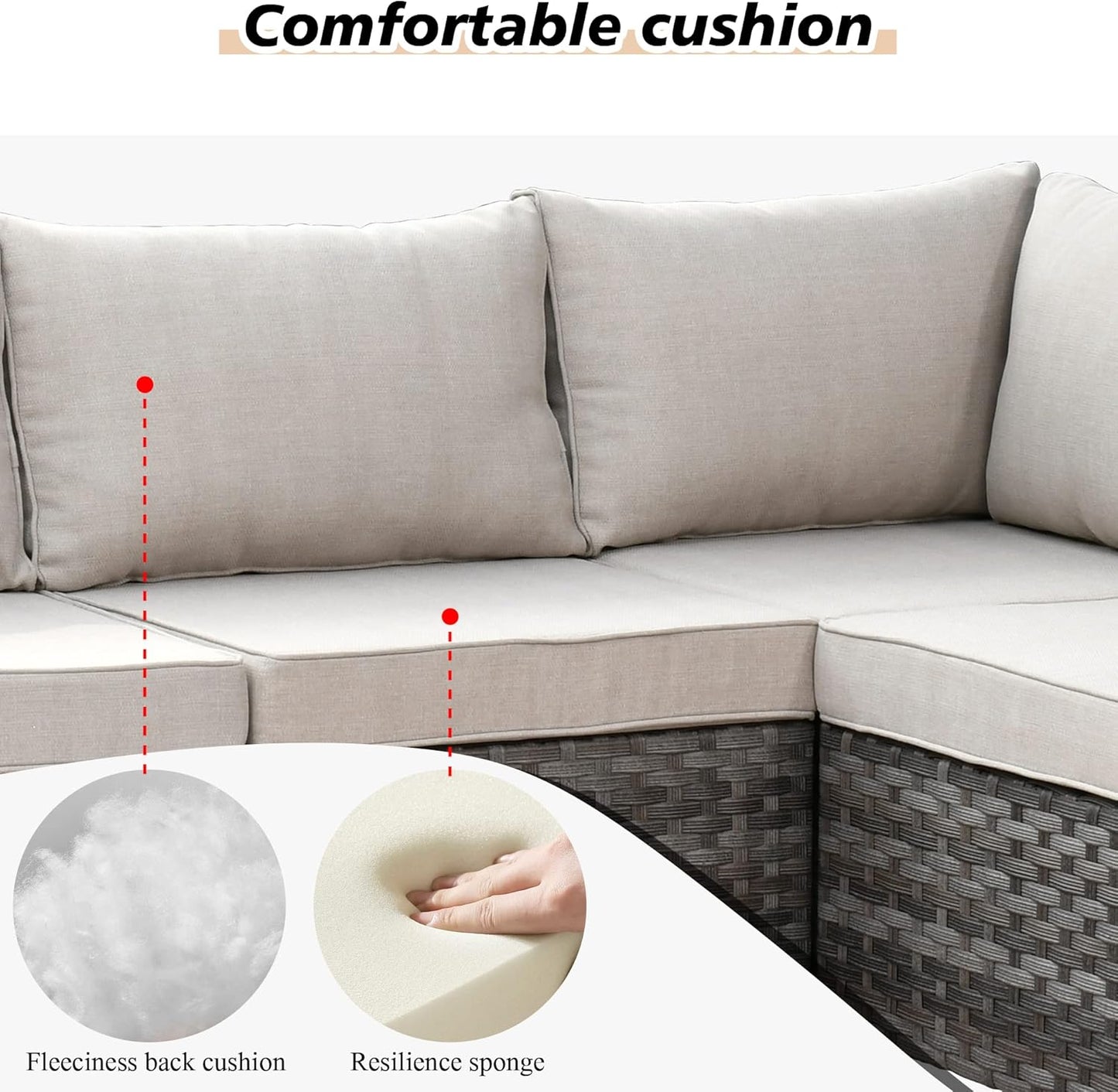 HOOOWOOO 12 Piece Modular Patio Outdoor Sectional Furniture Sofa Set,Wicker Conversation Set,Out Door Couch Set with Wide Arm for Outside All Weather(Beige)