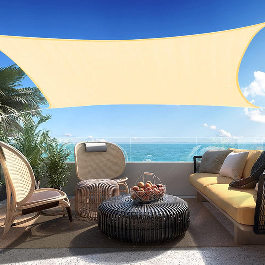 6' x 17' Beige Rectangle Sun Shade Sail SSP1212 Canopy Durable Fabric UV Block Awning,We Make Custom Orders