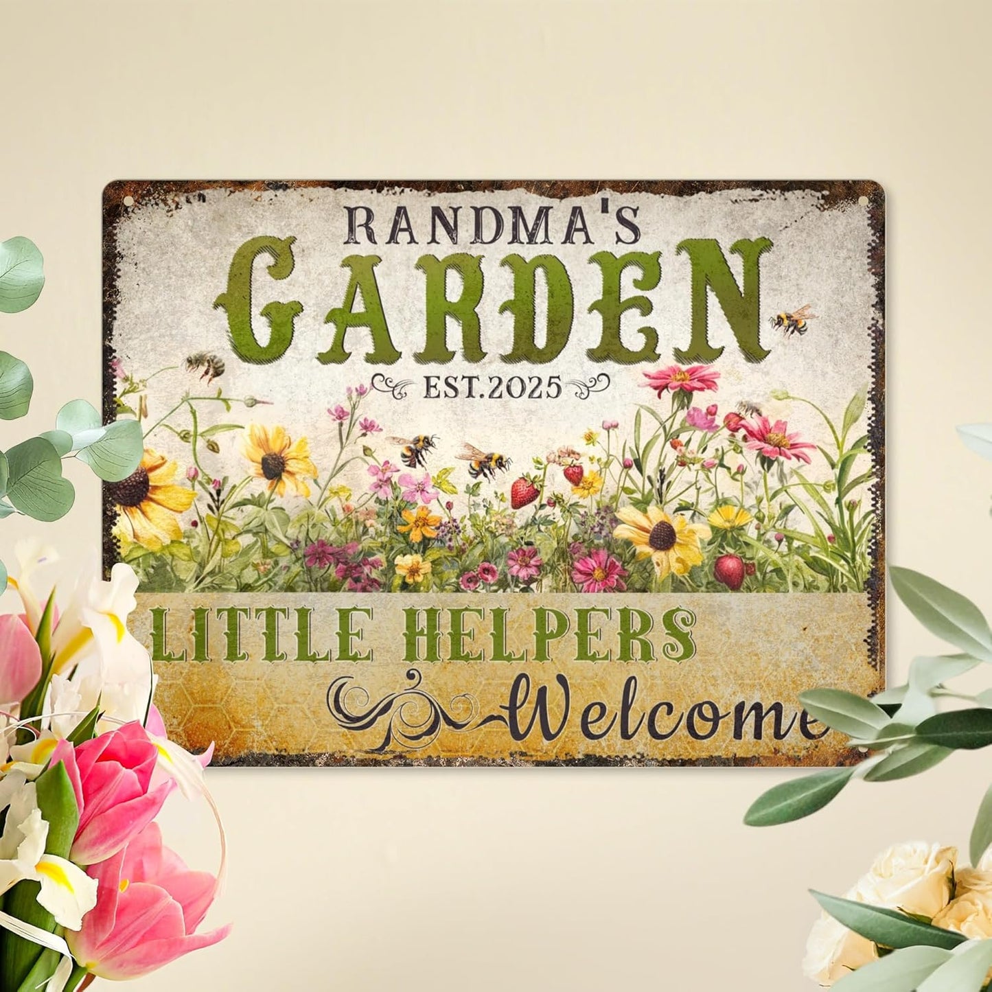 Custom Sign, Personalized Metal Signs, Customize for Office, Business, Workplace, Office, Home, Delivery Signs, Metal Sign With Your Own Image, Text,Photo, Pets, Kids Art Made in USA (Garden 02)