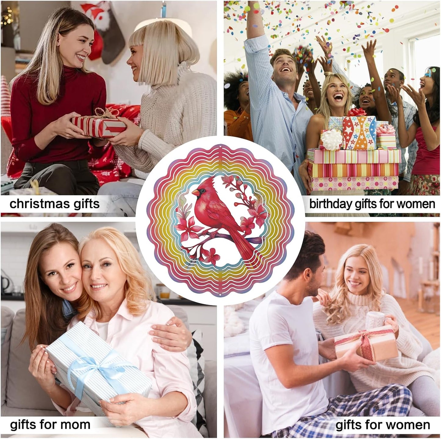 Wind Spinners Outdoor Cardinala Decorations - Birthday Gifts for Women Mom Grandma, Cardinala Deocr Hanging Wind Spinner 12 inch 3D Wind Sculptures for Garden Decor for Outside, Yard, Outdoor