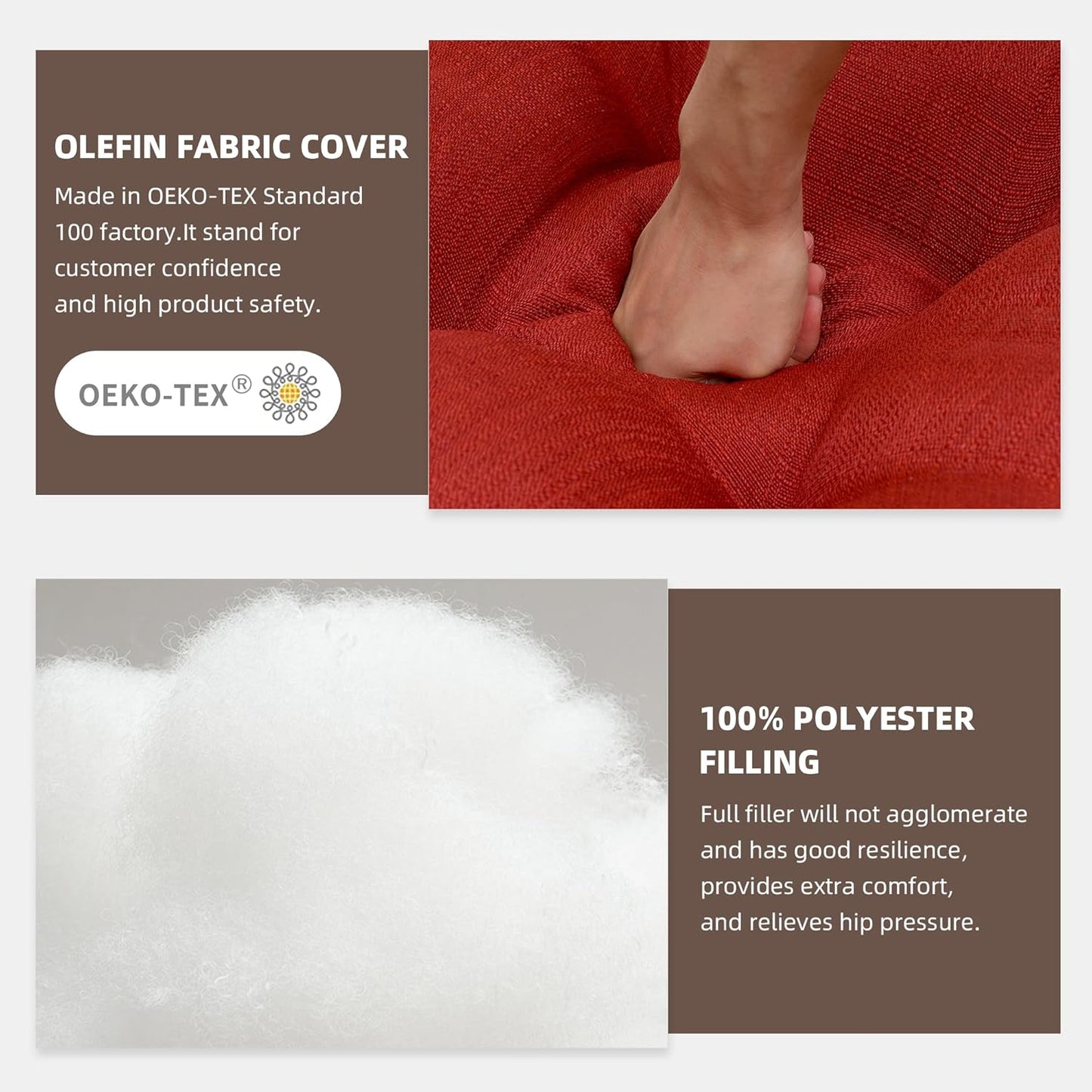 RACE LEAF Patio Chair Cushions 19x19 4 Pack, Thickened Outdoor Seat Cushions Water Resistant Stain Resistant Non-Slip Ties (Red)