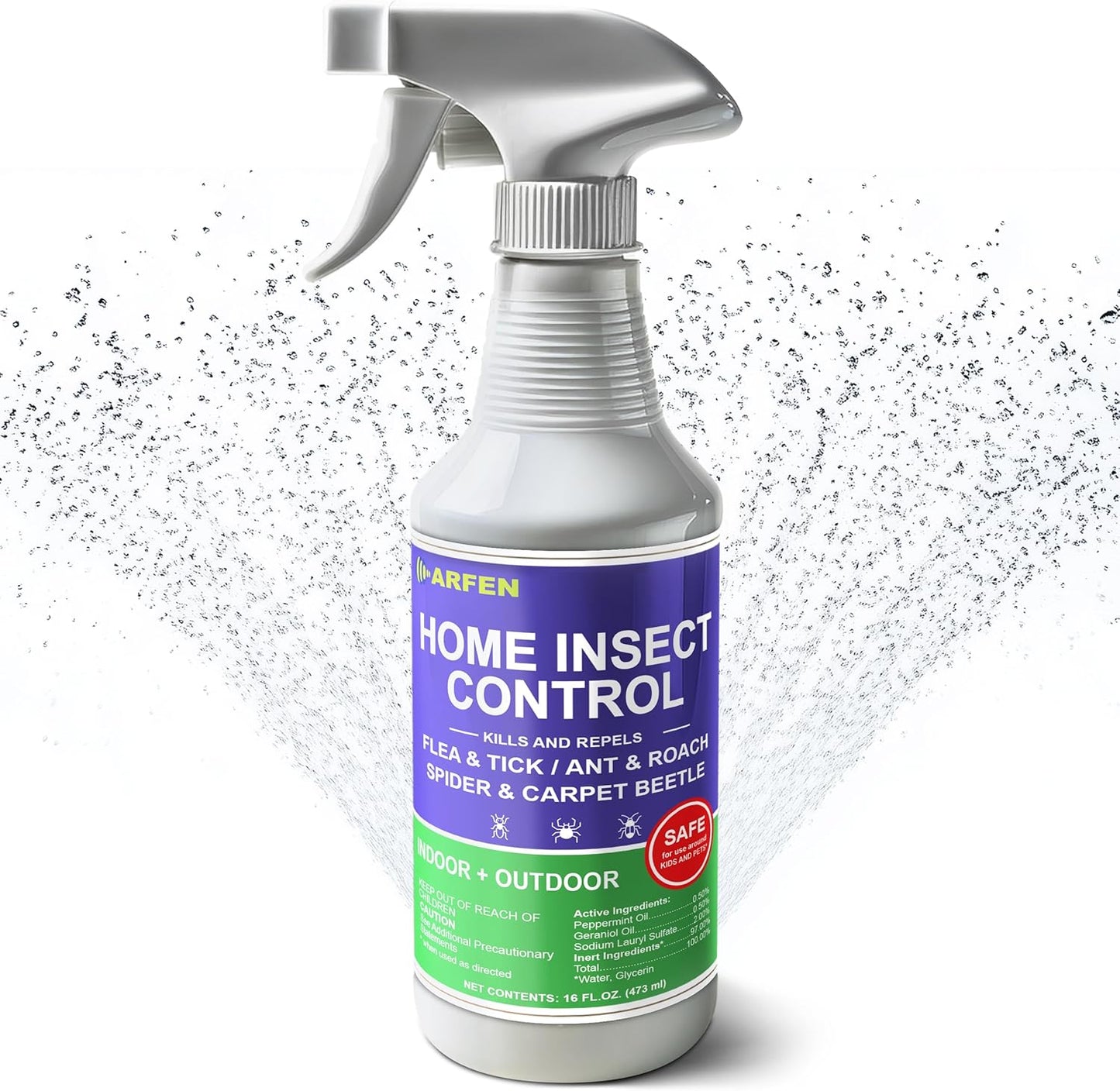 Home Insect Pest Control Spray 16oz – Kills & Repels Fleas, Ticks, Ants, Roaches, Spiders, Bed Bug and More on Contact with Peppermint Oil; Natural Safe and Effective Indoor & Outdoor Solution
