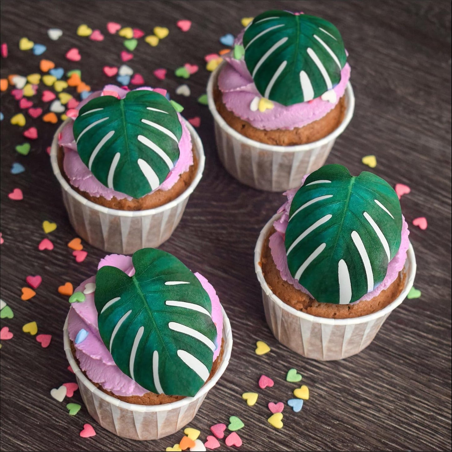 Sugar Robot - Edible Monstera Leaves Decor - Small Size - Edible leaves for cake decorating - Premium Crafted - Made in the USA Cake -Set of 24 (Monstera Leaf)