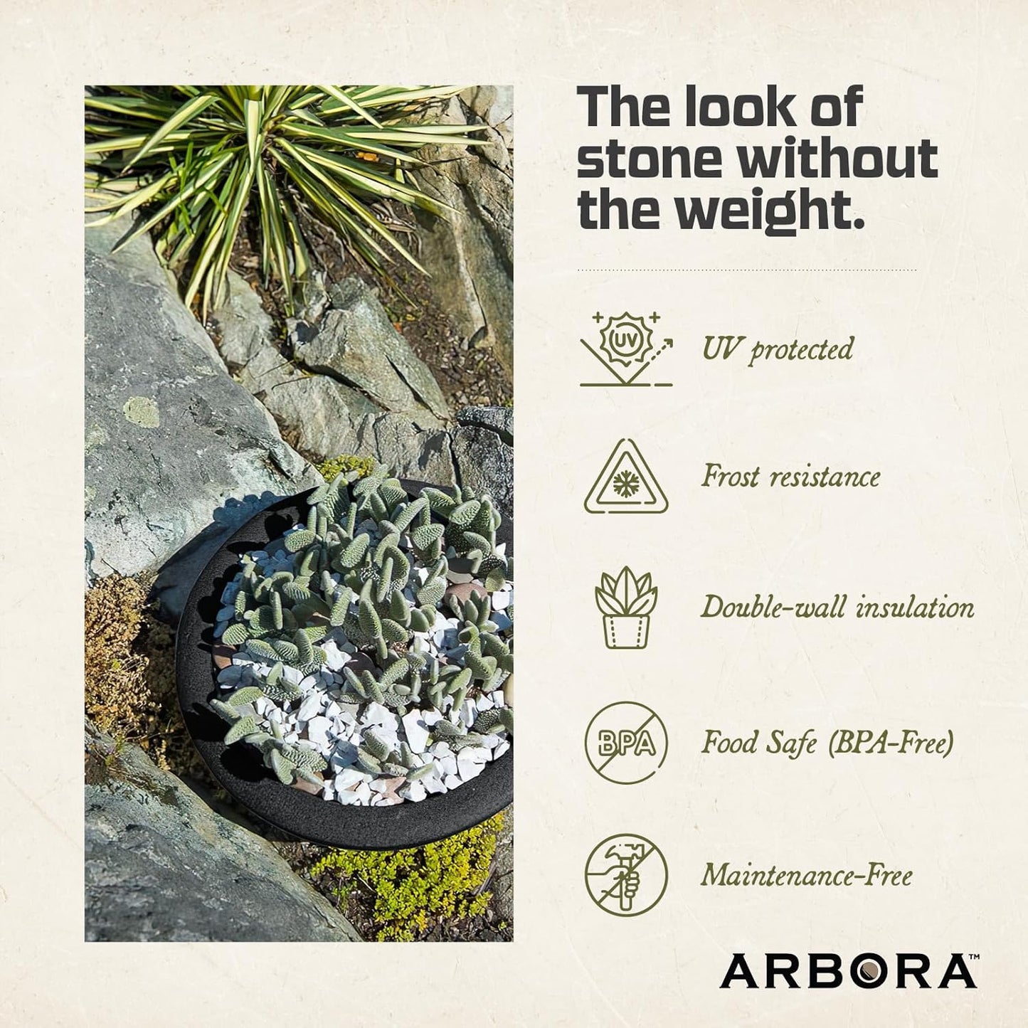 ARBORA 21" and 26” Santorini Bowls with Classic Black Finish - Polyresin Indoor and Outdoor Planters, Durable, Weatherproof, Lightweight, Large Plant Pots for Patio, Garden, Deck