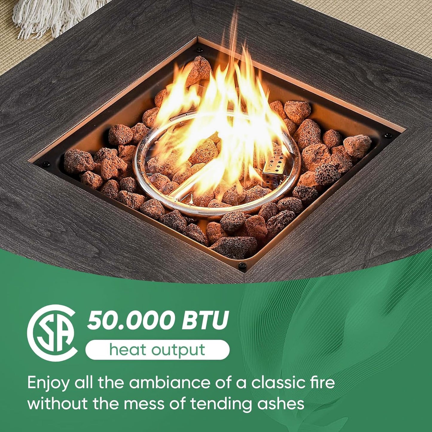 Outdoor Sectional Sofa Furniture Set with Propane Fire Pit Table, Wicker Patio Conversation Set with 2 Swivel Glider Rocker Chairs Grey Cushion Perfect for Backyard Casual Gathering