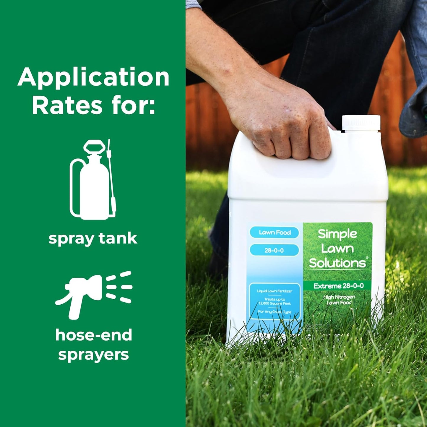 Maximum Green & Growth Fertilizer High Nitrogen 28-0-0 Lawn Food Liquid Fertilizer- Spring & Summer- Any Grass Type- Simple Lawn Solutions - Concentrated Quick & Slow Release Blend (1 Gallon)