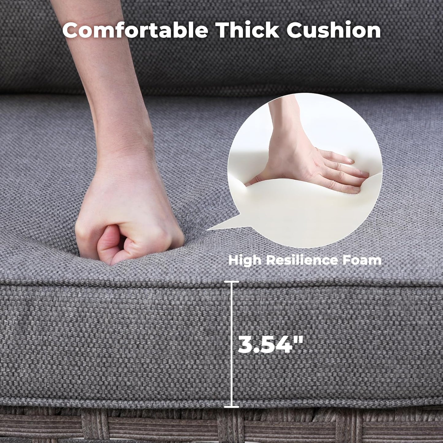 ovios 9 Pieces Patio Furniture Set, Outdoor Wicker Sectional Sofa with 42" Firepit Table Swivel Chair, Modern Modular Deep Seat Rattan Couch Conversation Sets, Dark Grey