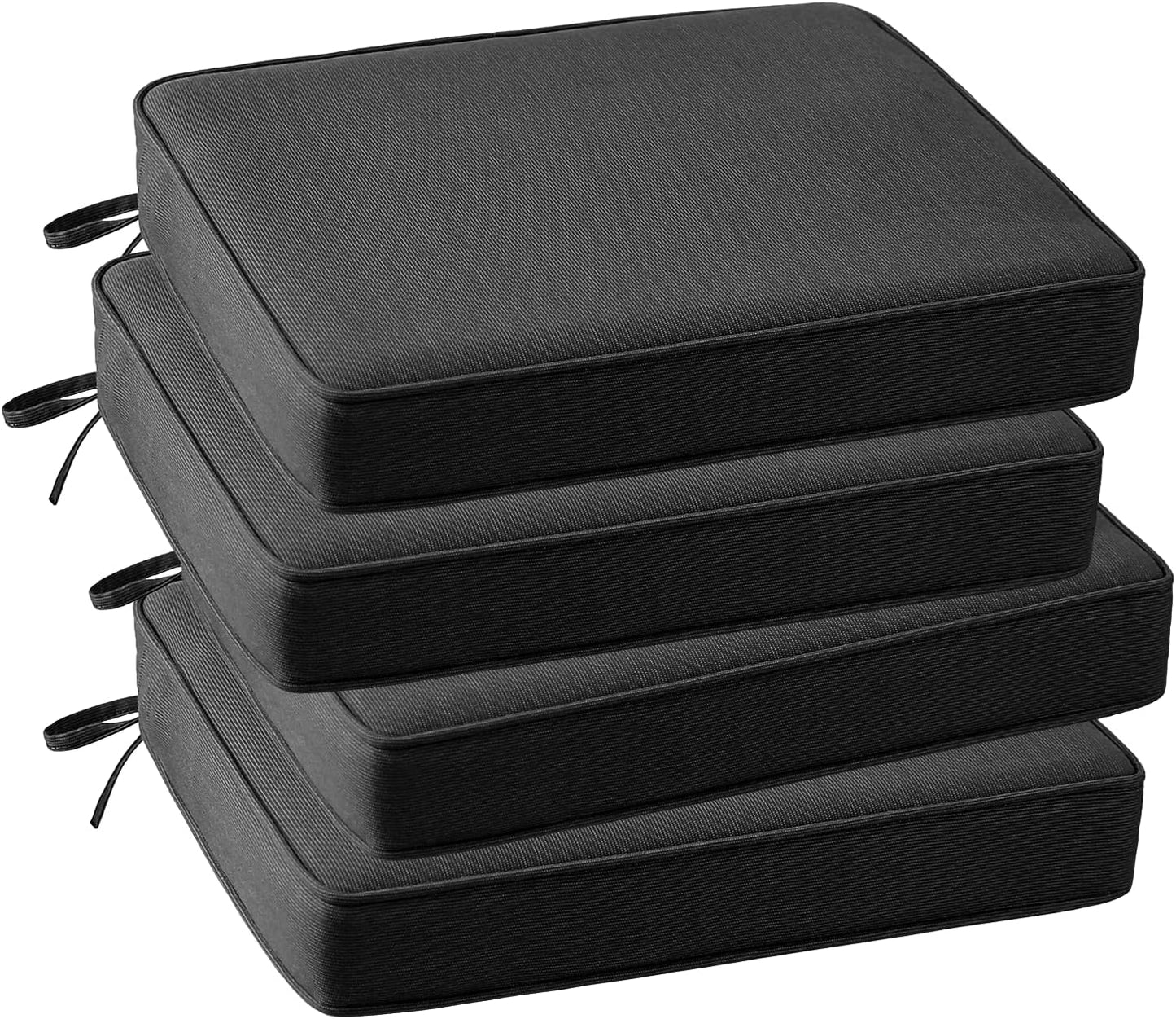 Outdoor Sunbrella Square Corner Seat Cushion, 18.5"x16"x3", Set of 4, Non Slip Seat Cushion Pads with Removable Cover for Patio Furniture, Garden Yard Lawn, Spectrum Carbon