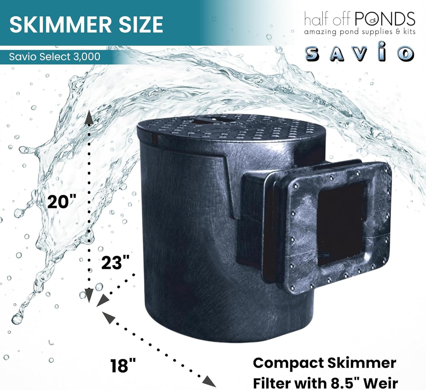 HALF OFF PONDS Savio Select 3,000 GPH Submersible Pump Pond Kit with 15' x 25' PVC Plastic Pond Liner, UV Clarifier for Water Garden & Koi Pond