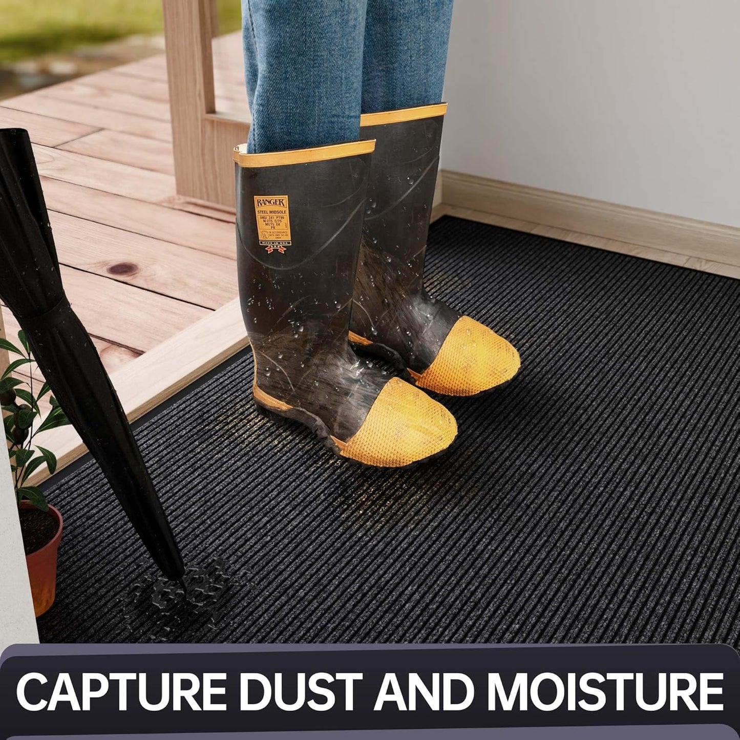 Front Door Mat, Heavy Duty Indoor Outdoor Entrance Door Mat, 72" x 36" Commercial Door Mats for Entryway, Durable Non-Slip Rubber Backing, Low-Profile Welcome Mats for Entry, Gray