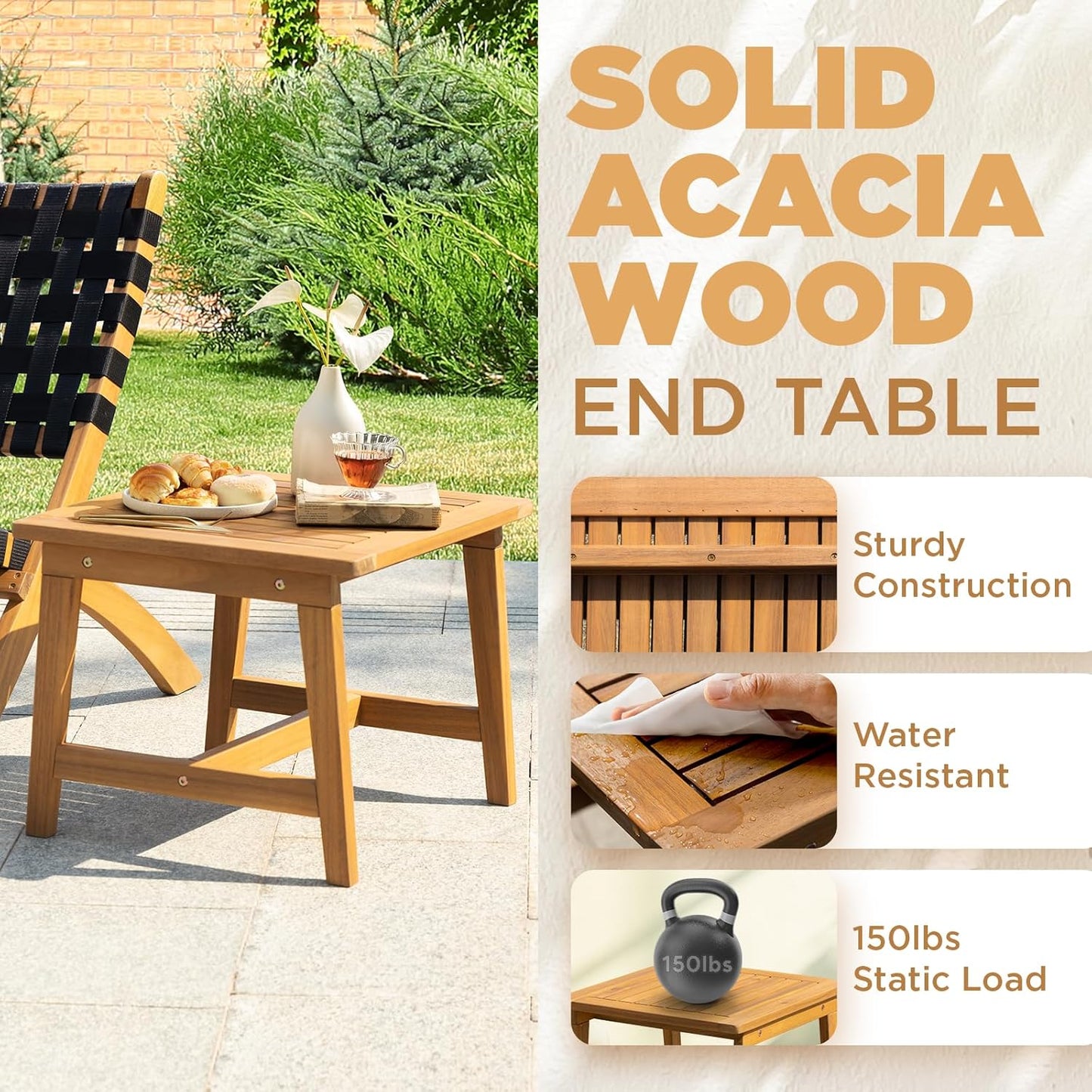 IDZO Foldable Reclining Design Heavy Duty 400lbs Capacity Patio Bistro Set 3 Piece Outdoor