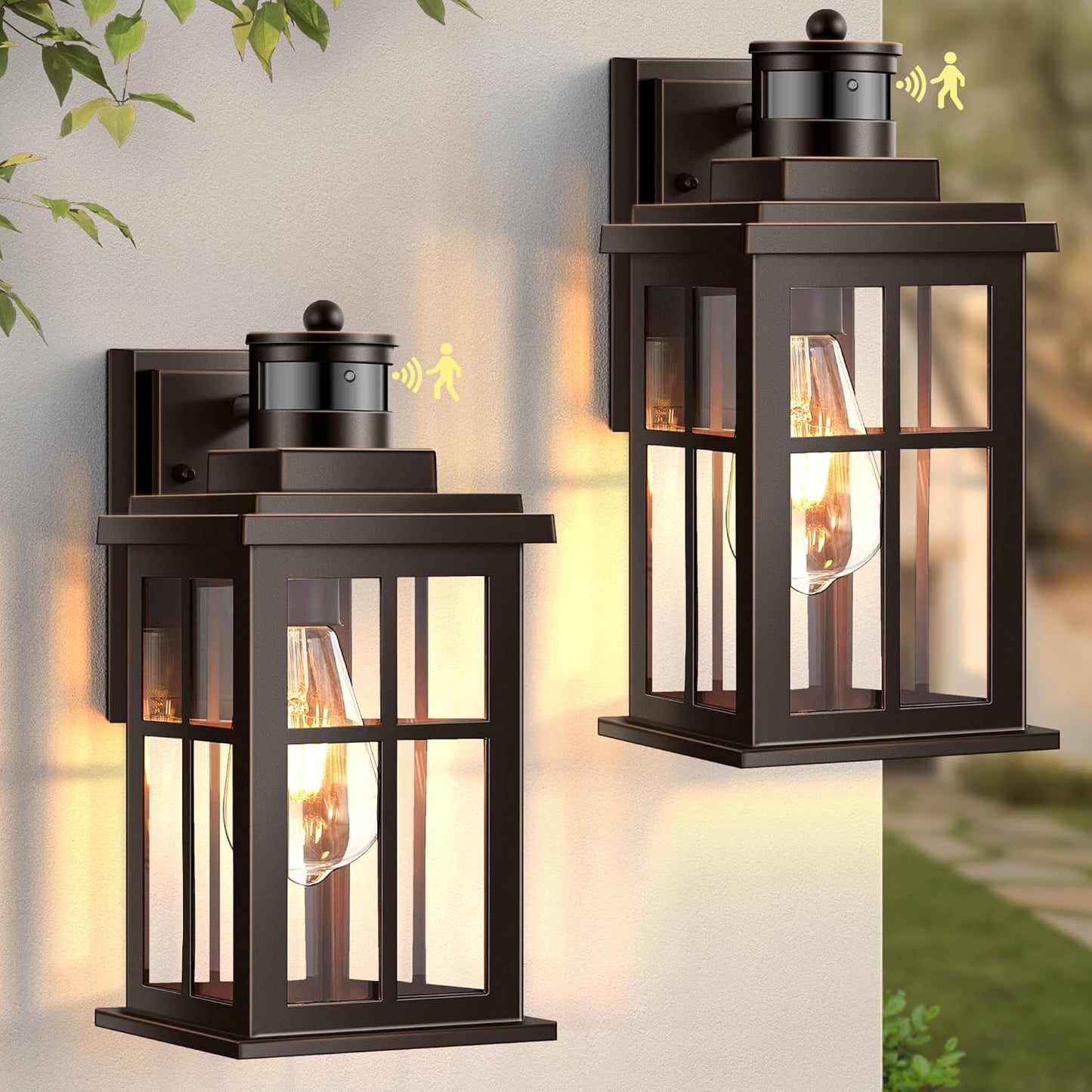 Distance-Adjustable Outside Lights for House, 2-Pack Oil Rubbed Bronze Porch Light, Waterproof Dusk to Dawn Exterior Lighting Fixtures Sconce, Anti-Rust Outdoor Lanterns for Porch, Garage
