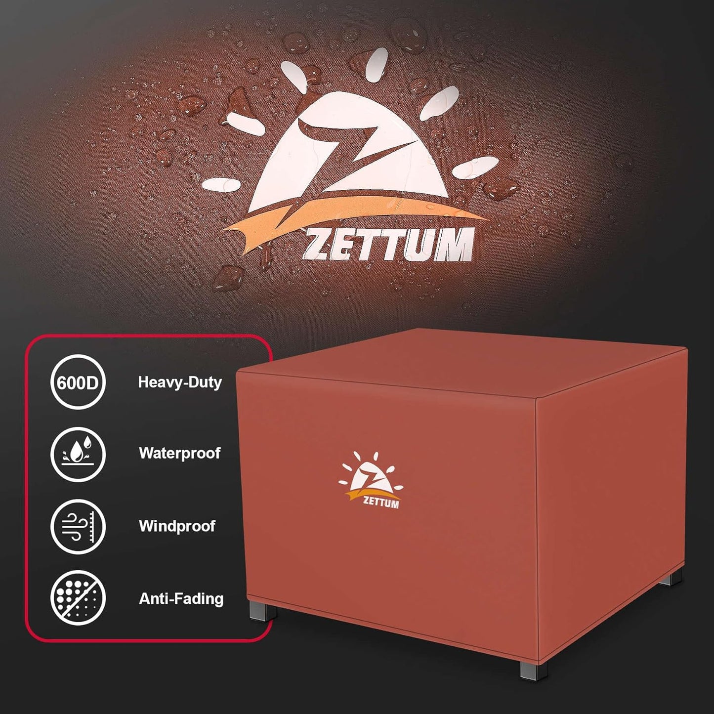 Fire Pit Cover Square 28 Inch - Outdoor Firepit Cover Heavy Duty & Waterproof, 600D Patio Fire Table Covers Gas Fire Pit Accessories Fit 28" Yaheetech and 28" Ciays Firepit - 28 x 28 x 25 Inch