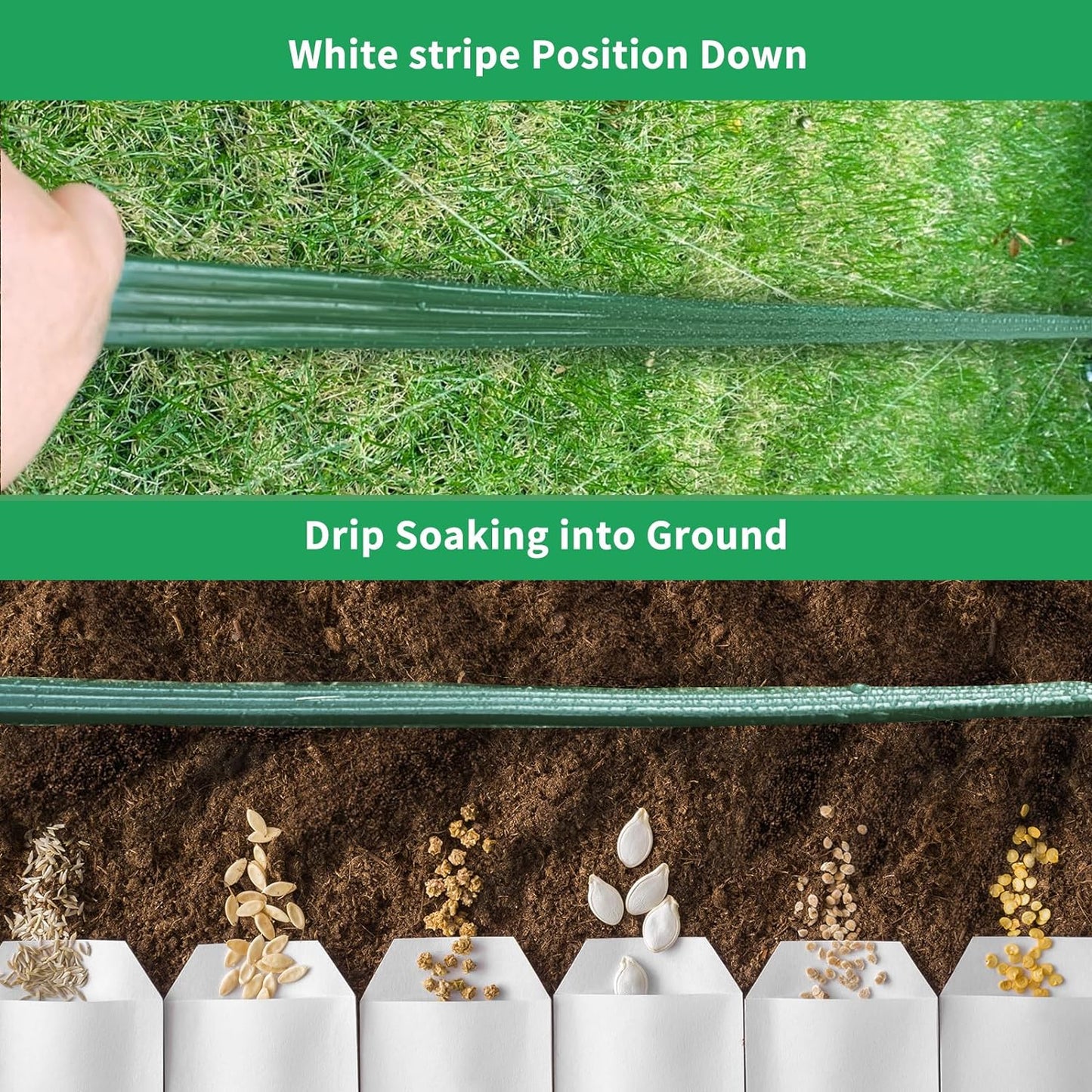 Watoo 2025 Sprinkler Hose & Soaker Hose for Yard - 75 FT Reinforced Flat Garden Hose with Holes, Heavy Duty No-Kink Lawn Irrigation Hose (Includes Stakes, High Pressure Spray)