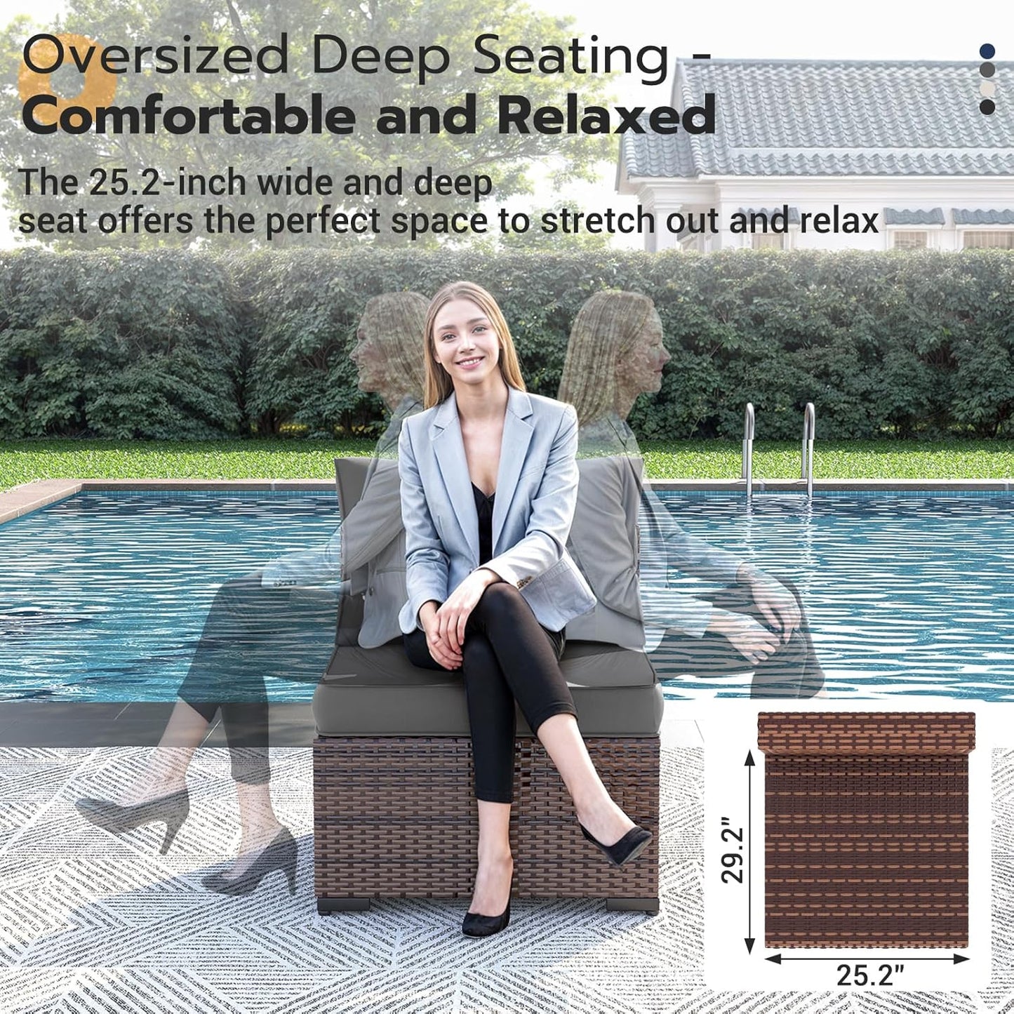 UDPATIO Patio Furniture Set with Fire Pit Table, 8 Piece Outdoor Sectional Modular Sofa, Wicker Outdoor Furniture Conversation Sets with Waterproof Cover for Backyard Deck (Brown/Dark Grey)